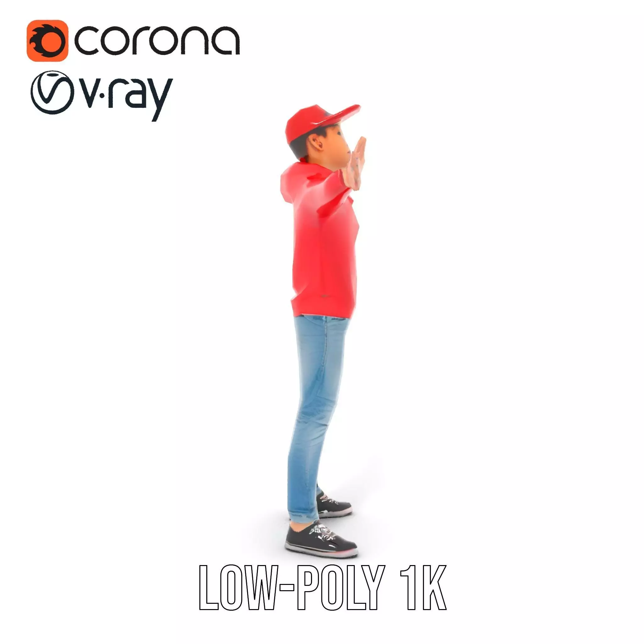 Casual Male Character in Red Hoodie Model Pack Low-poly 3D model_11