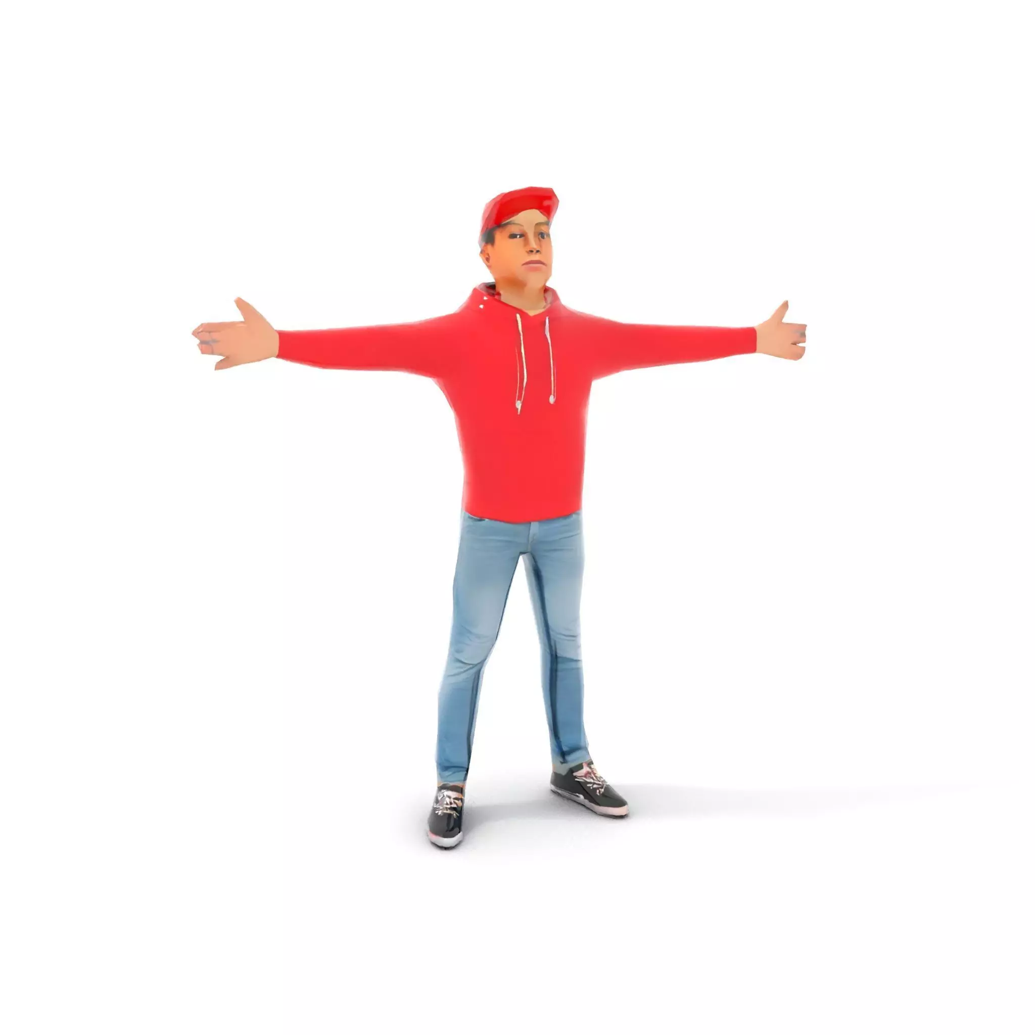 Casual Male Character in Red Hoodie Model Pack Low-poly 3D model_27