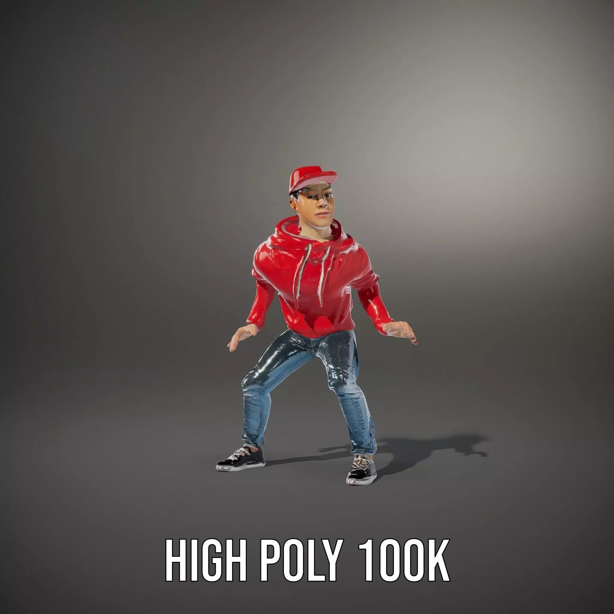 Casual Male Character in Red Hoodie Model Pack Low-poly 3D model_28
