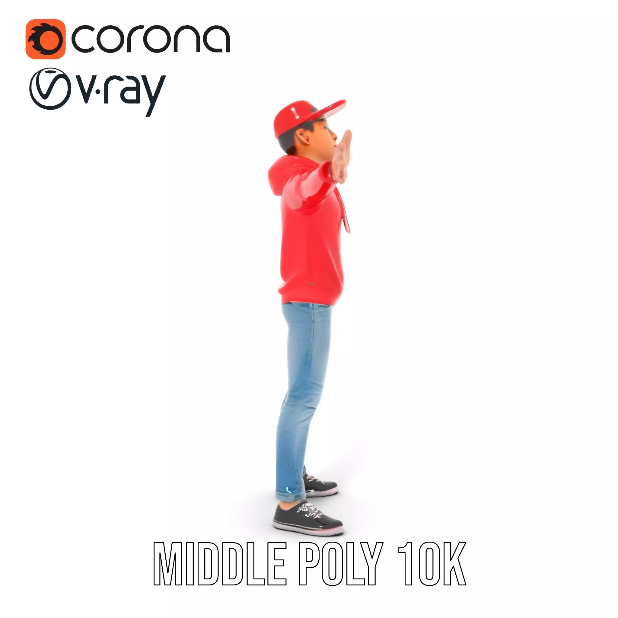 Casual Male Character in Red Hoodie Model Pack Low-poly 3D model_26