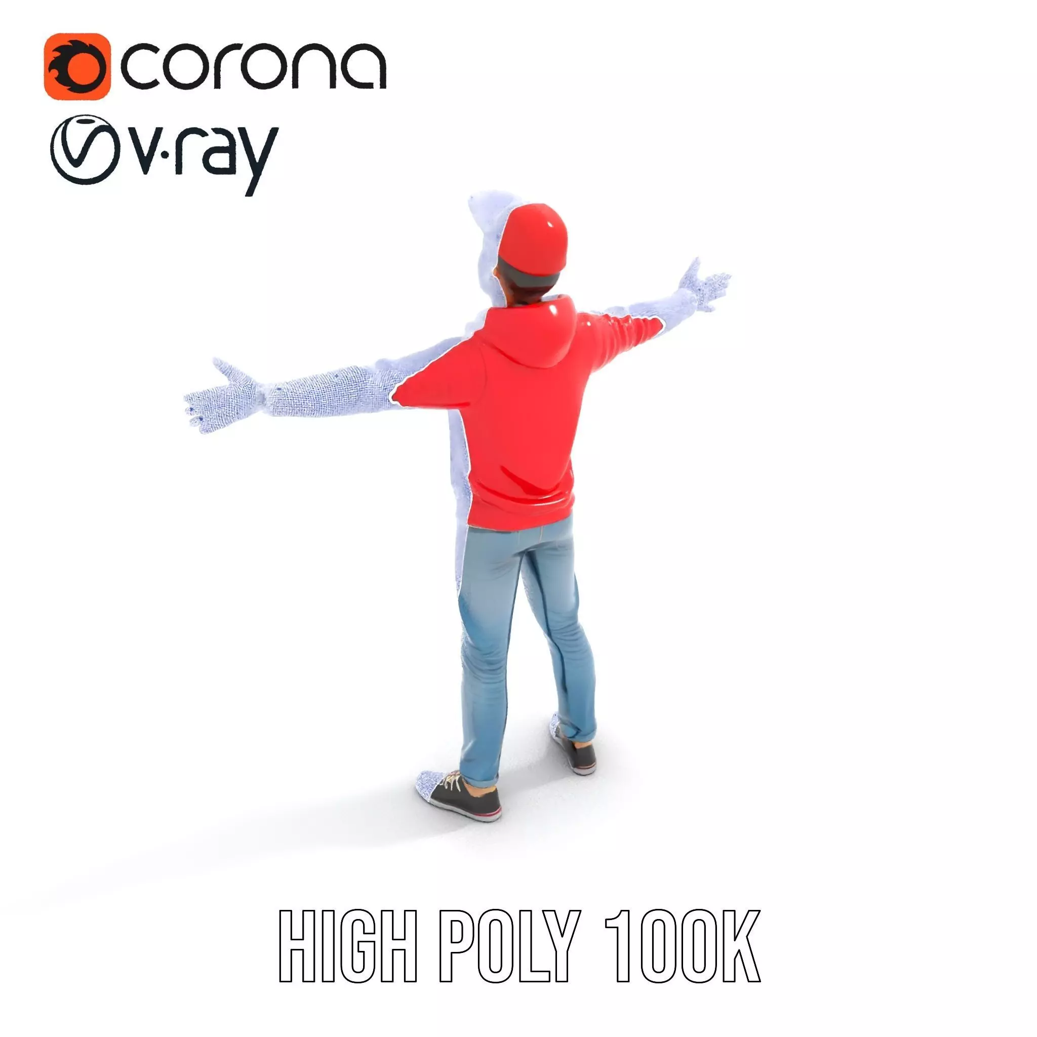 Casual Male Character in Red Hoodie Model Pack Low-poly 3D model_31