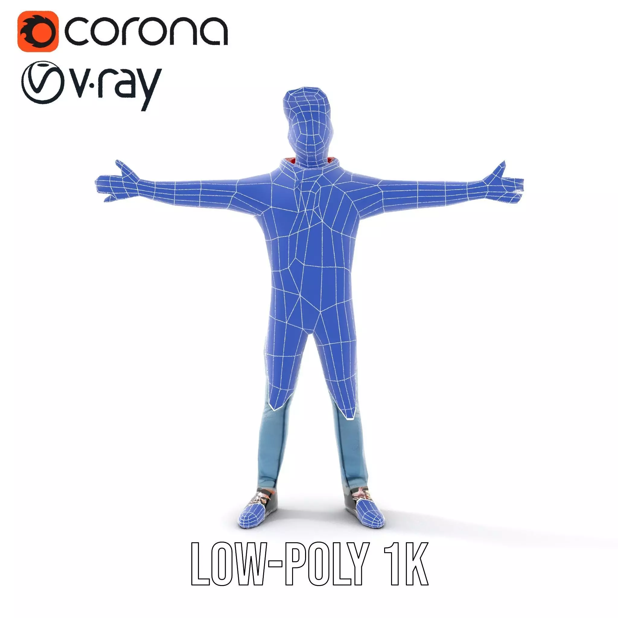 Casual Male Character in Red Hoodie Model Pack Low-poly 3D model_22