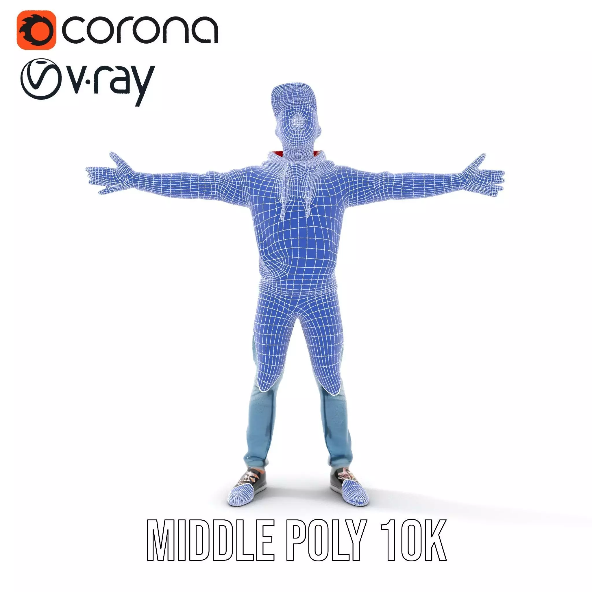 Casual Male Character in Red Hoodie Model Pack Low-poly 3D model_29