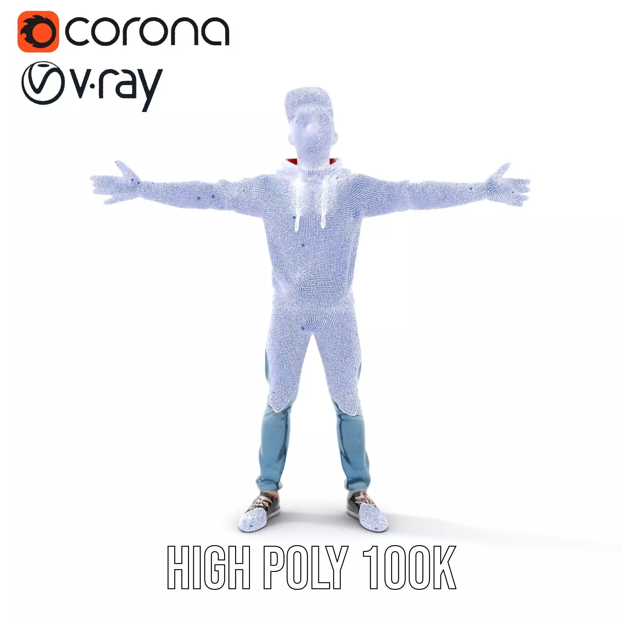 Casual Male Character in Red Hoodie Model Pack Low-poly 3D model_33