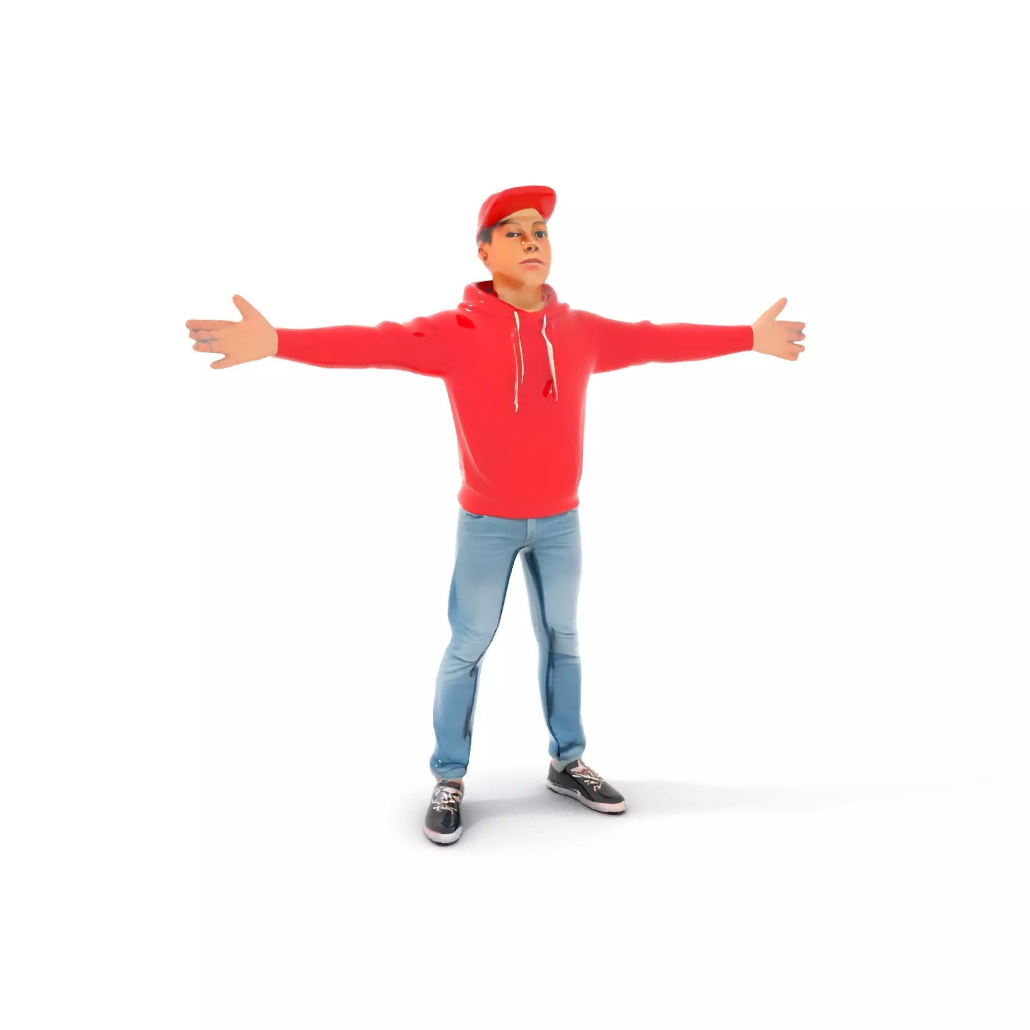 Casual Male Character in Red Hoodie Model Pack Low-poly 3D model_13