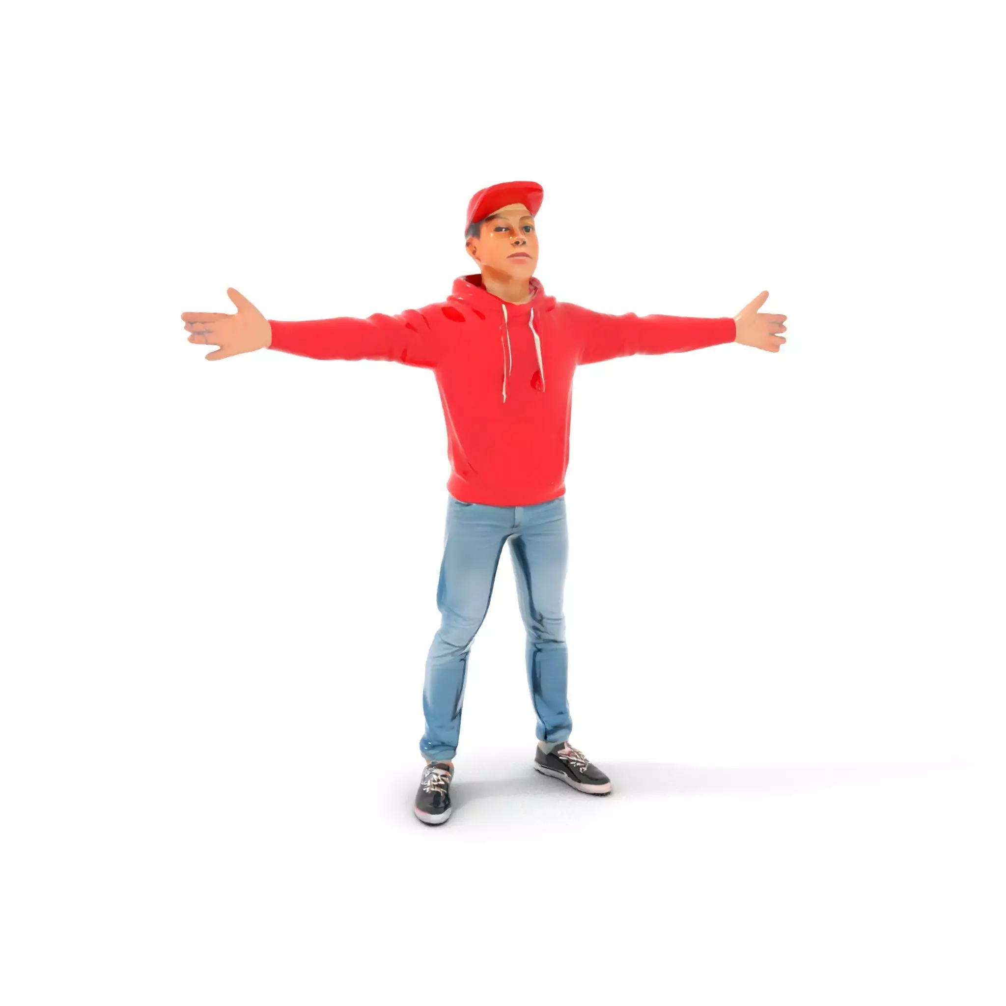 Casual Male Character in Red Hoodie Model Pack Low-poly 3D model_0