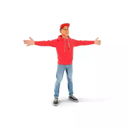 Casual Male Character in Red Hoodie Model Pack Low-poly 3D model
