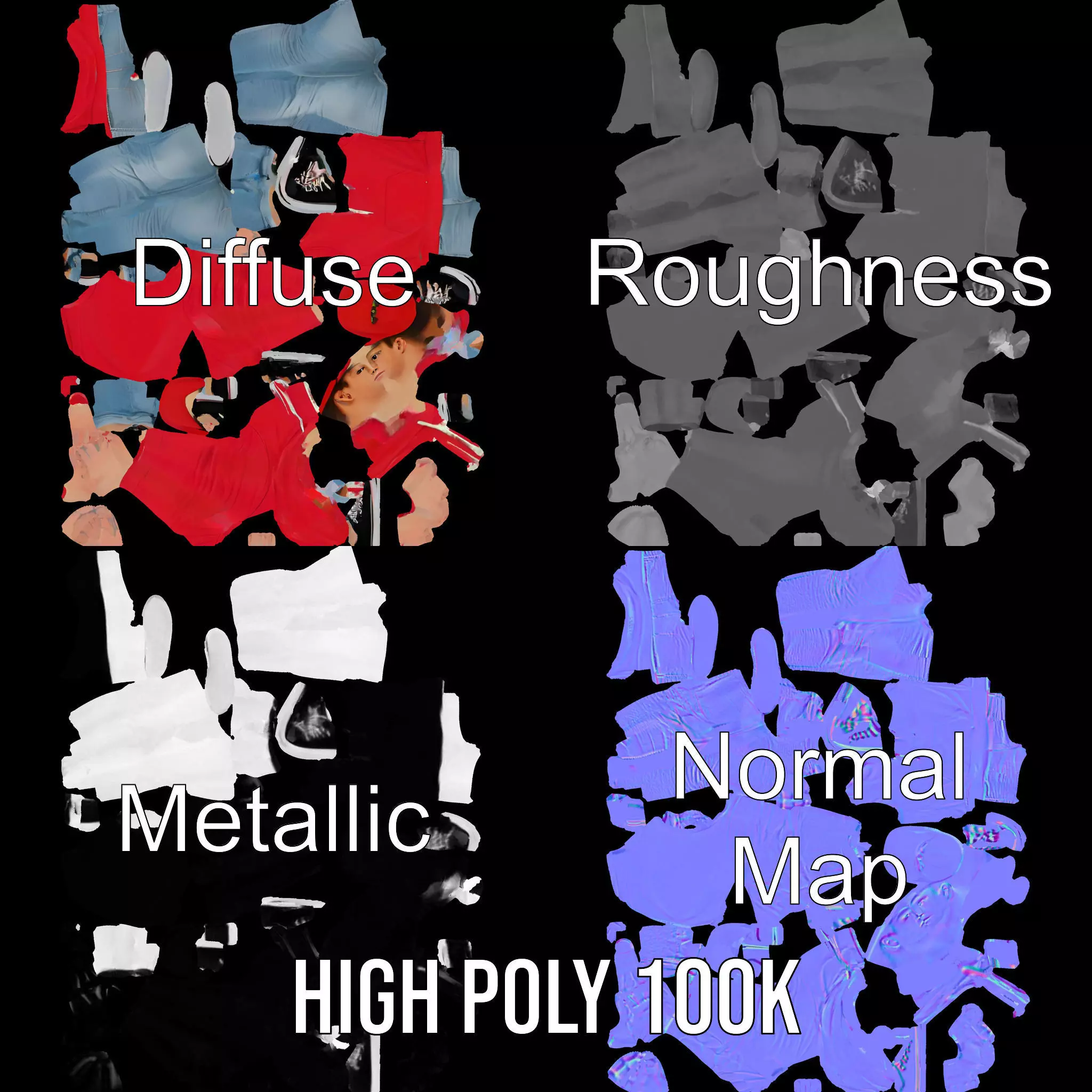 Casual Male Character in Red Hoodie Model Pack Low-poly 3D model_3