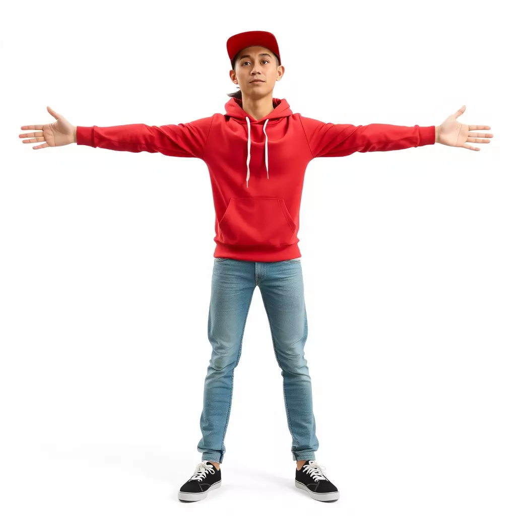 Casual Male Character in Red Hoodie Model Pack Low-poly 3D model_2