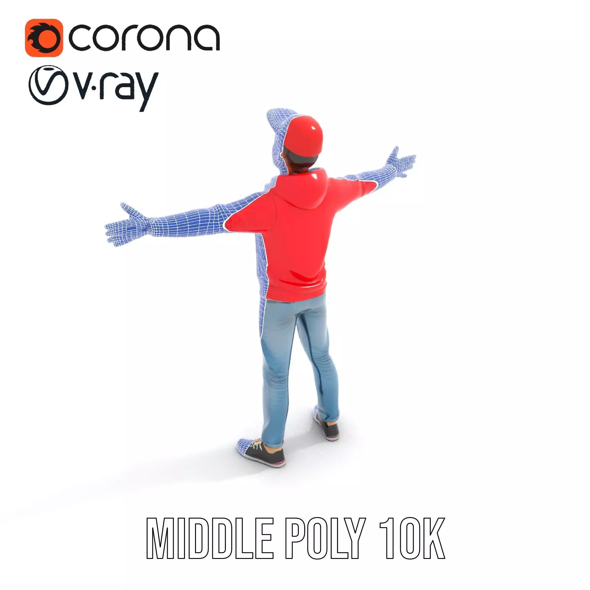 Casual Male Character in Red Hoodie Model Pack Low-poly 3D model_21