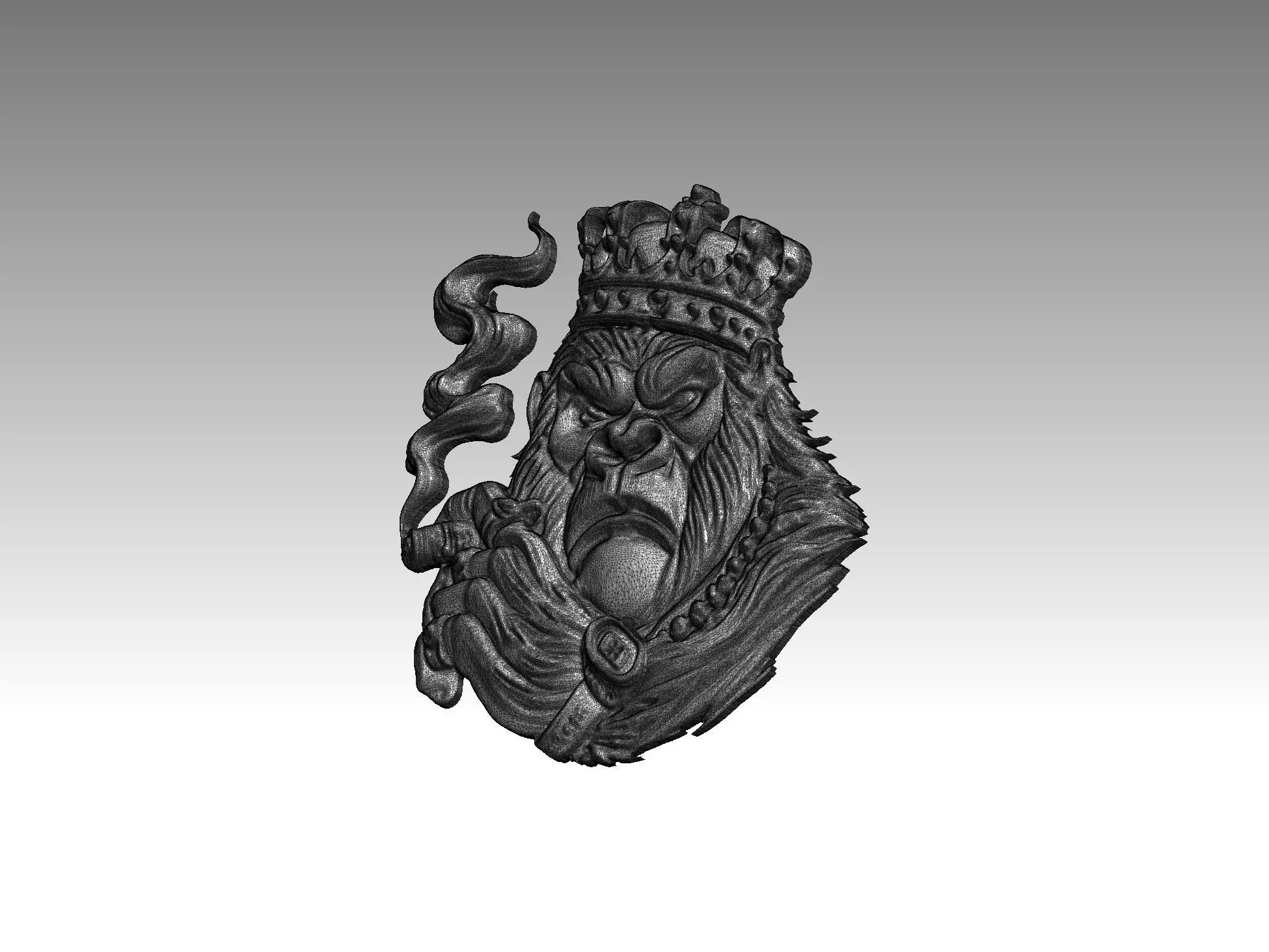  gorilla relief boss 3D print model_6