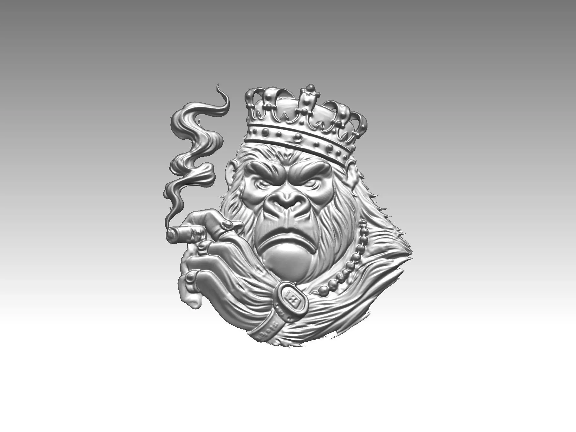  gorilla relief boss 3D print model_0