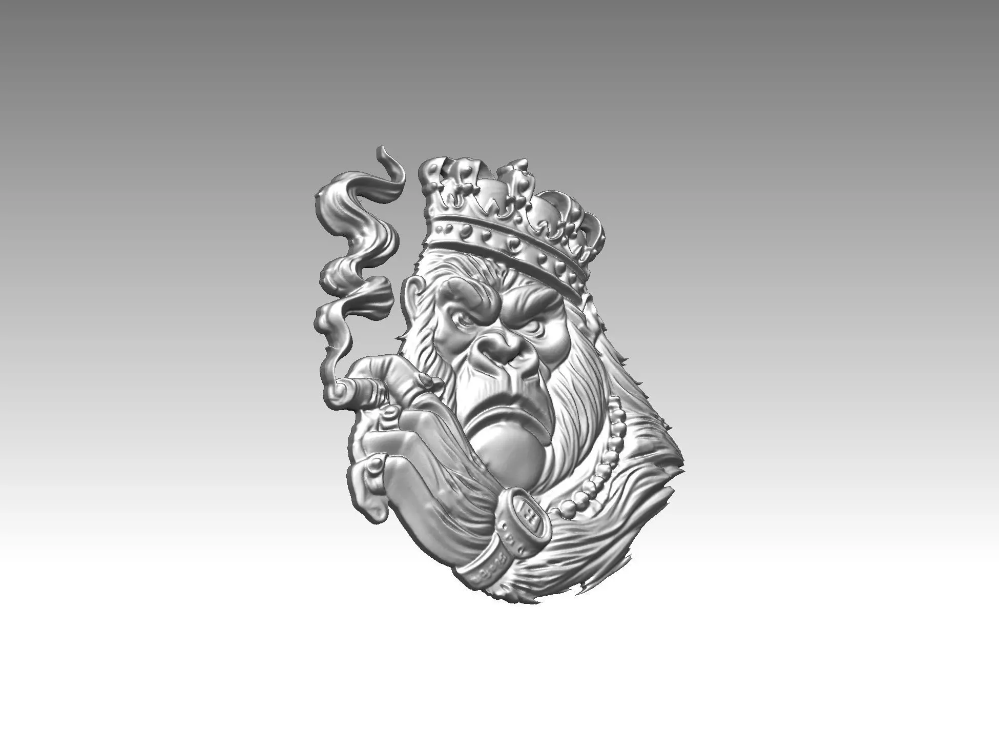  gorilla relief boss 3D print model_4