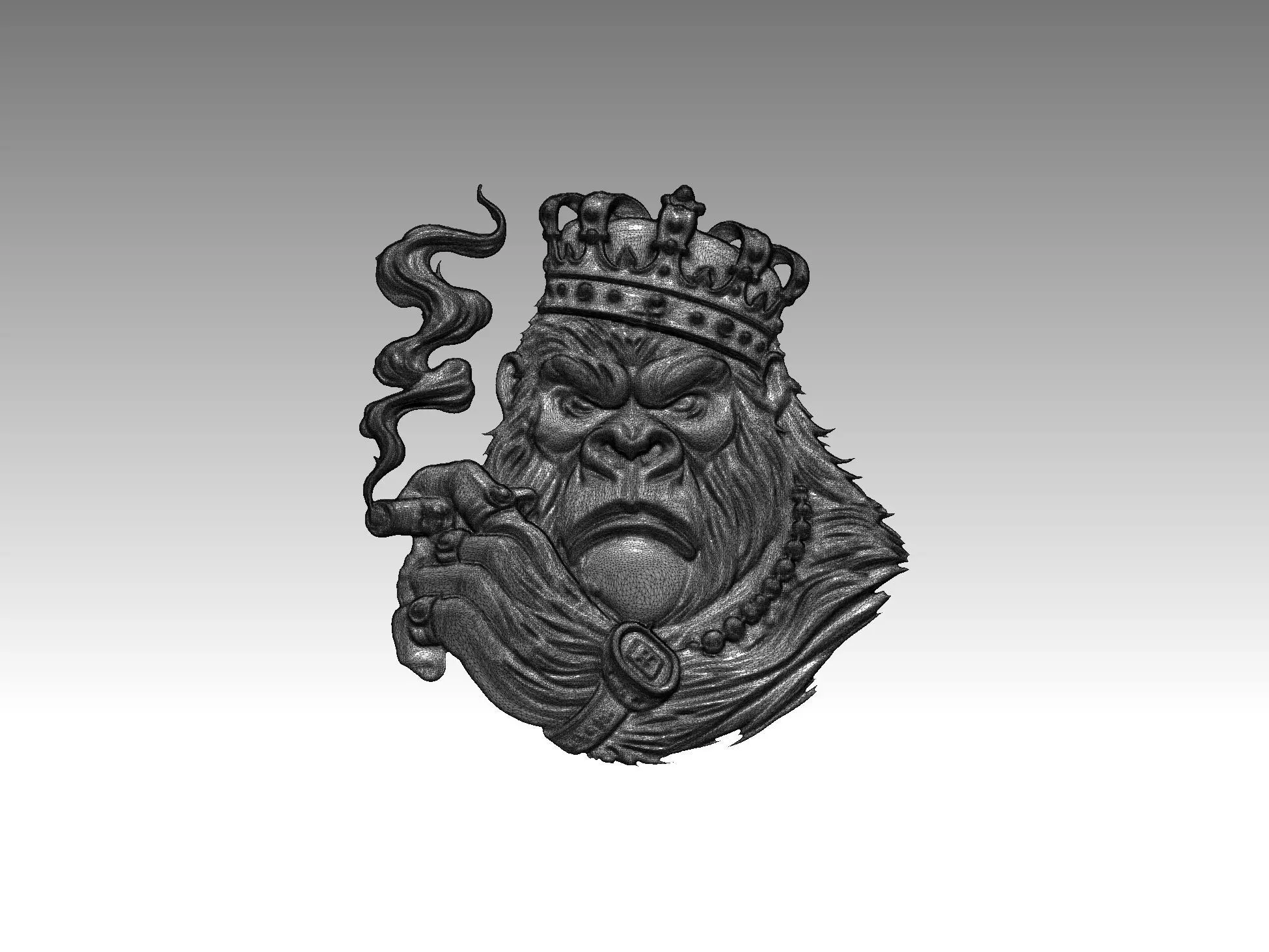  gorilla relief boss 3D print model_5