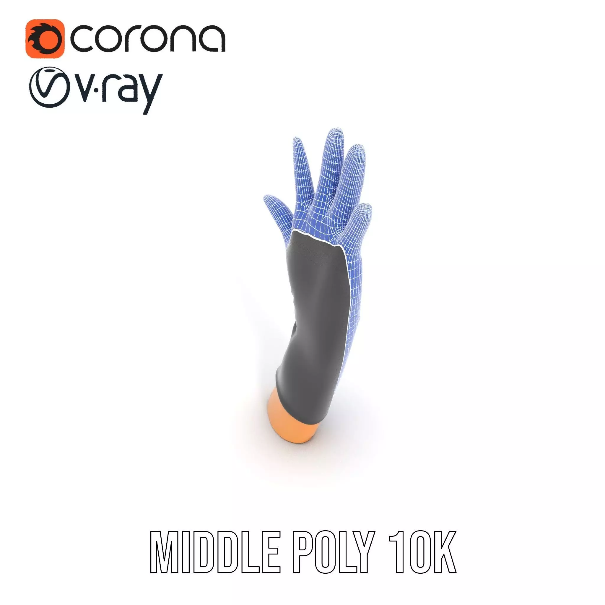 Black Leather Glove Model Pack Low-poly 3D model_29