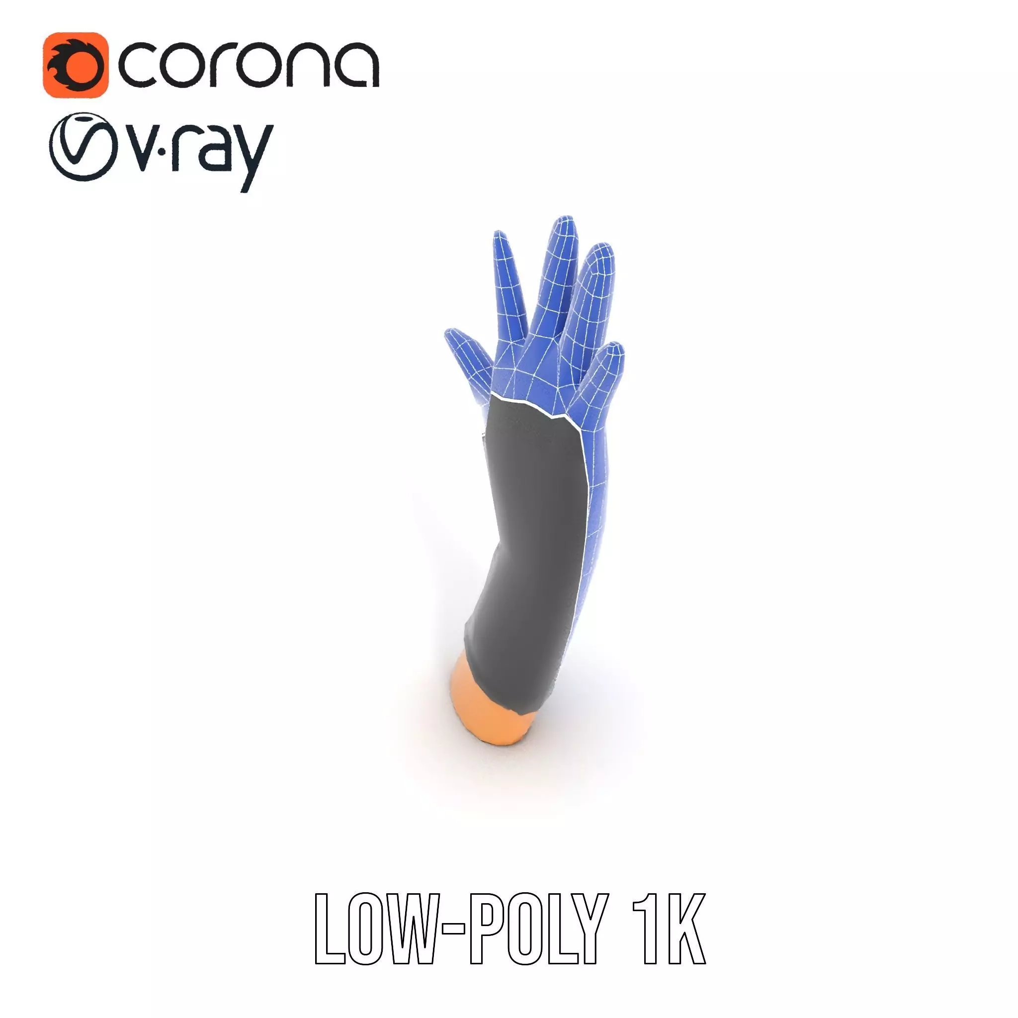 Black Leather Glove Model Pack Low-poly 3D model_30