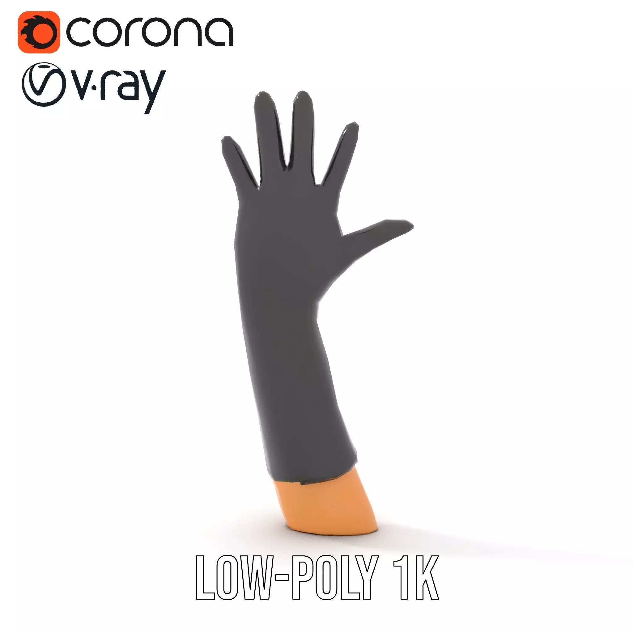 Black Leather Glove Model Pack Low-poly 3D model_11