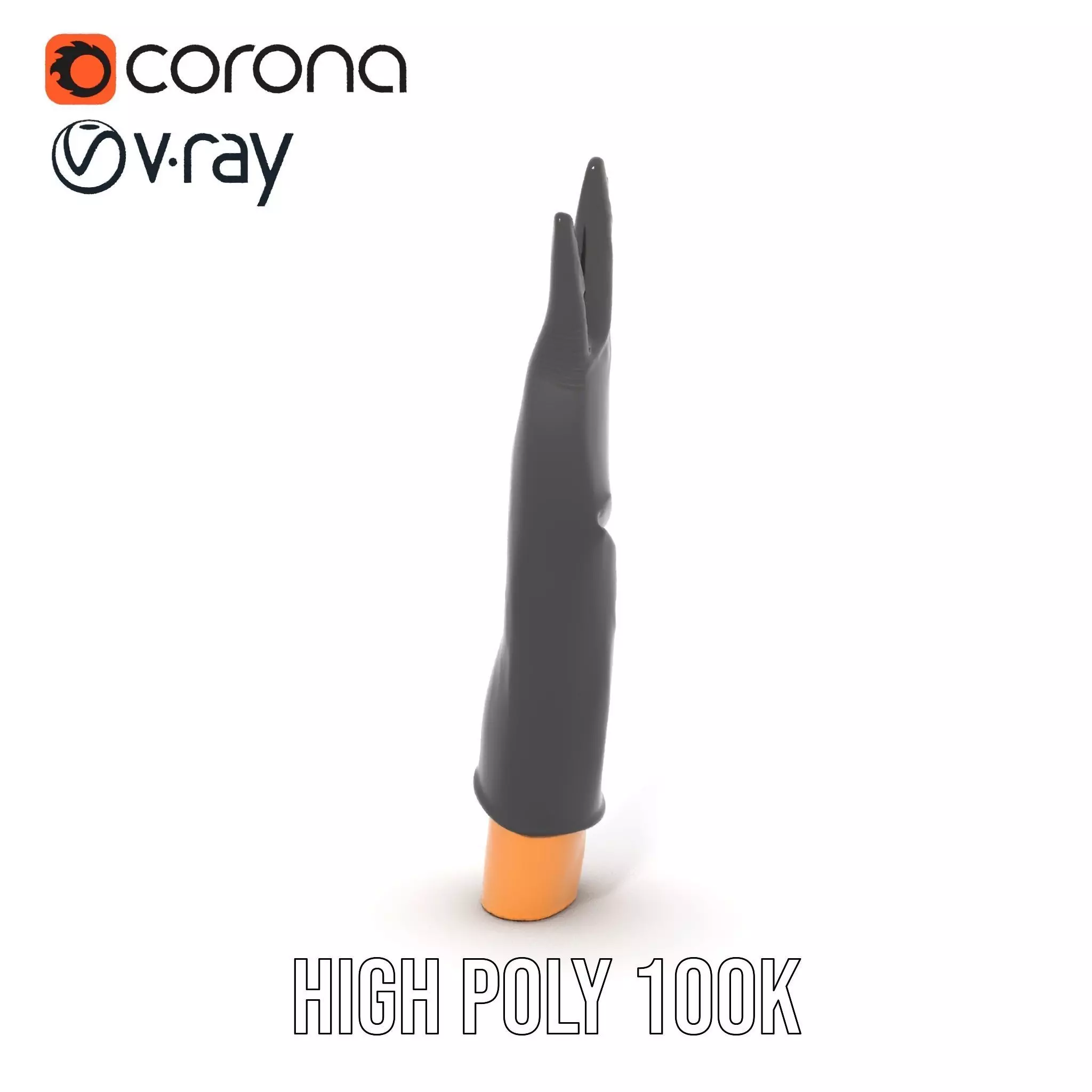 Black Leather Glove Model Pack Low-poly 3D model_23