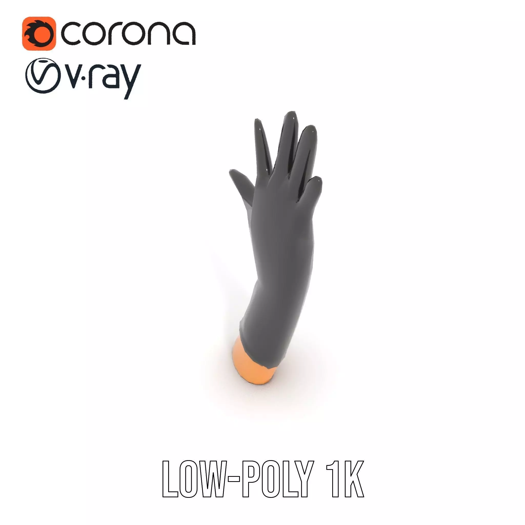 Black Leather Glove Model Pack Low-poly 3D model_16