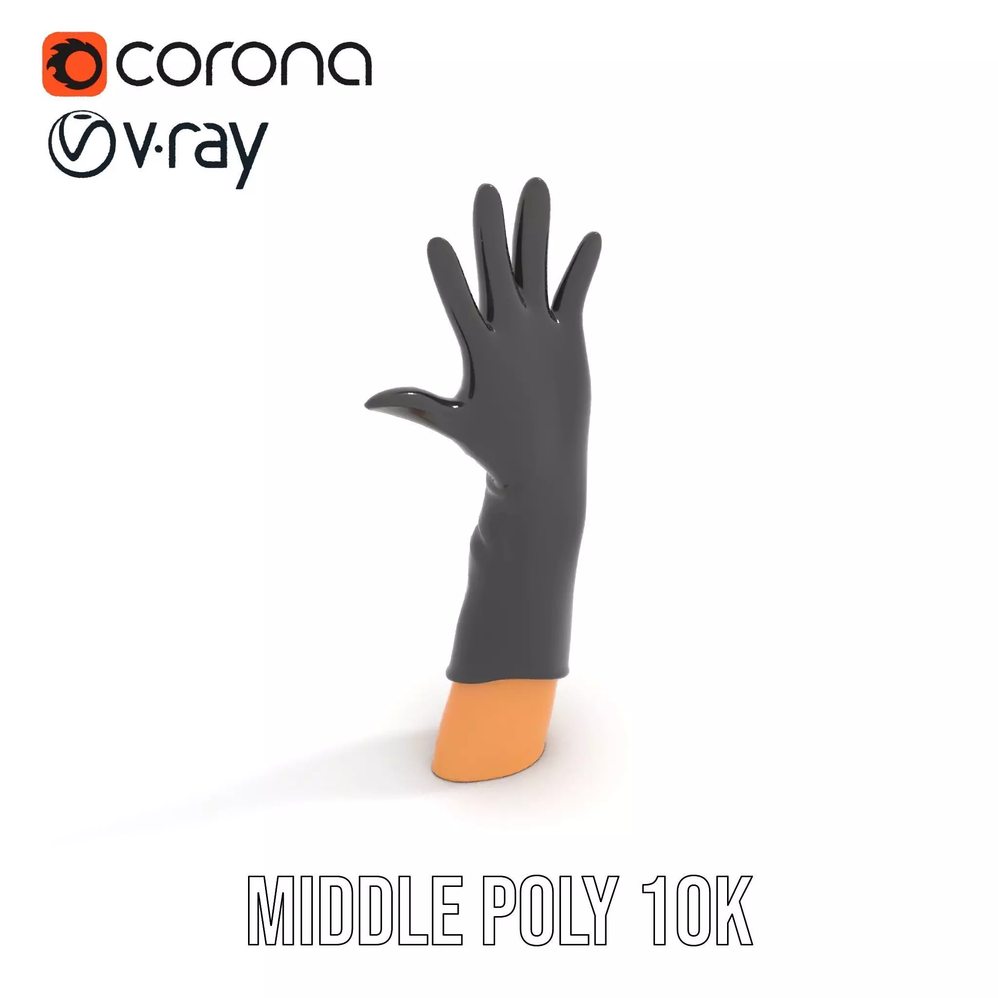 Black Leather Glove Model Pack Low-poly 3D model_15