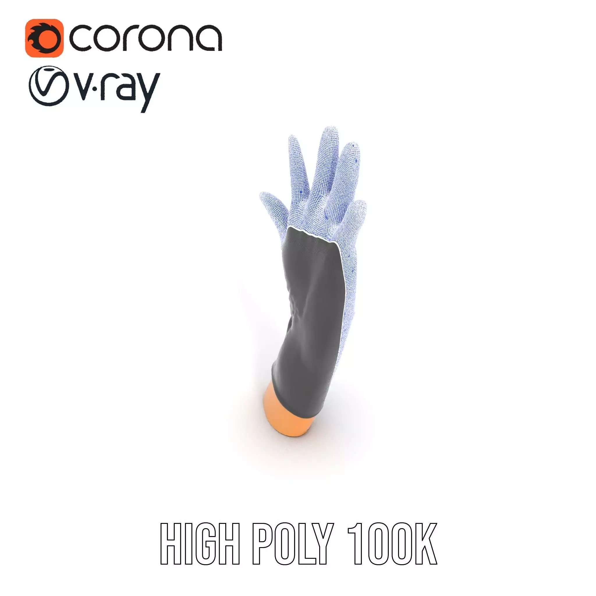 Black Leather Glove Model Pack Low-poly 3D model_31