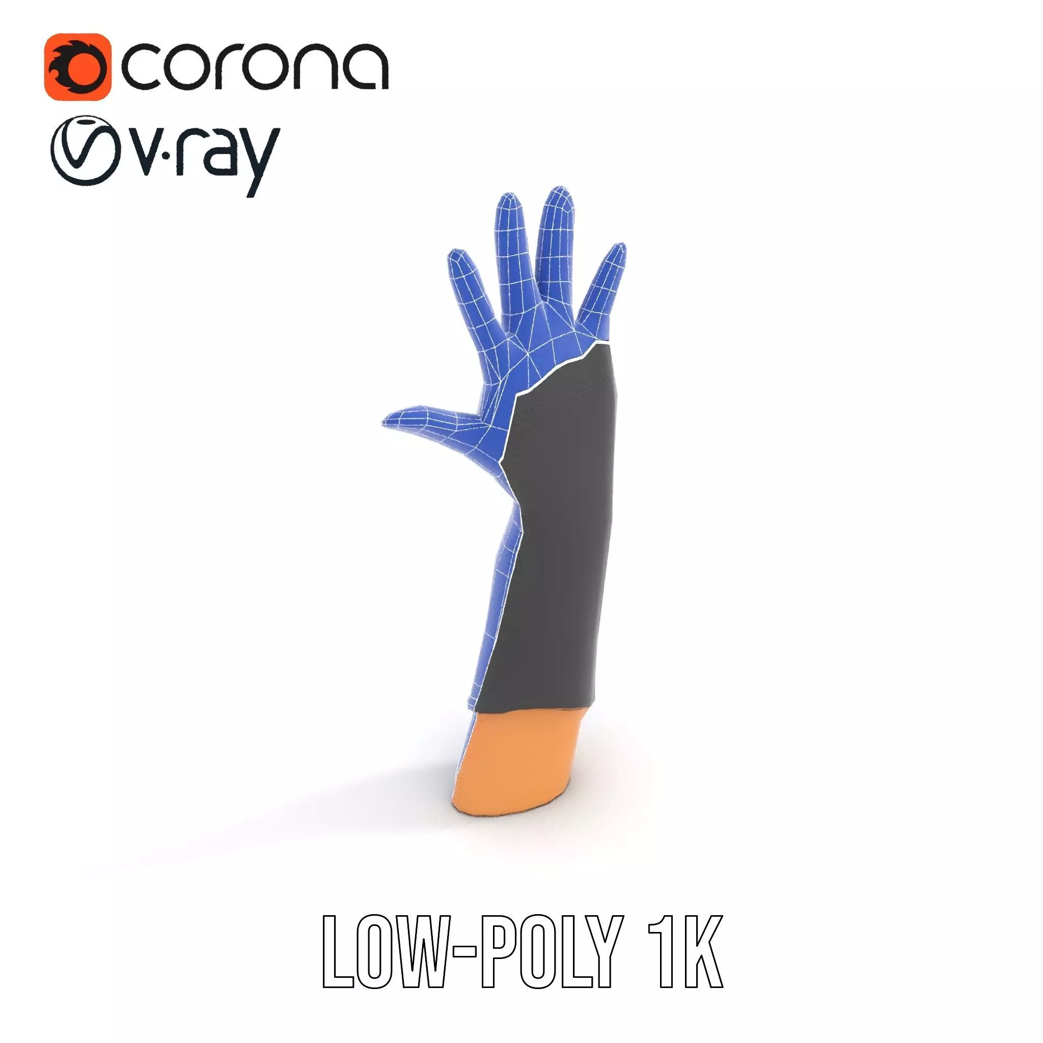 Black Leather Glove Model Pack Low-poly 3D model_8
