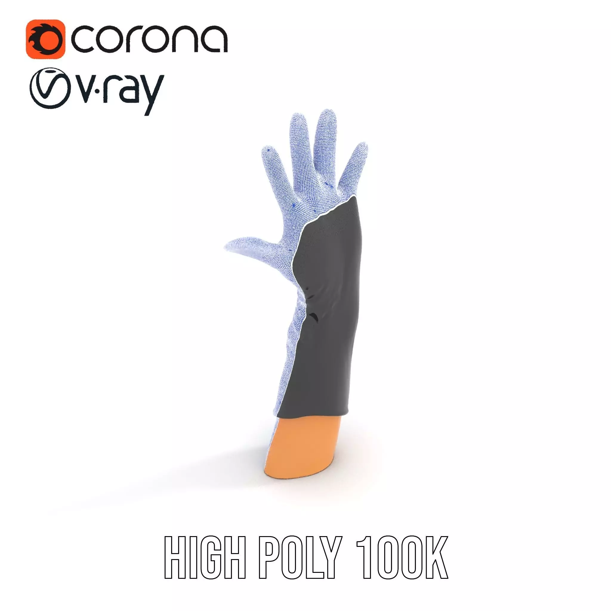 Black Leather Glove Model Pack Low-poly 3D model_28