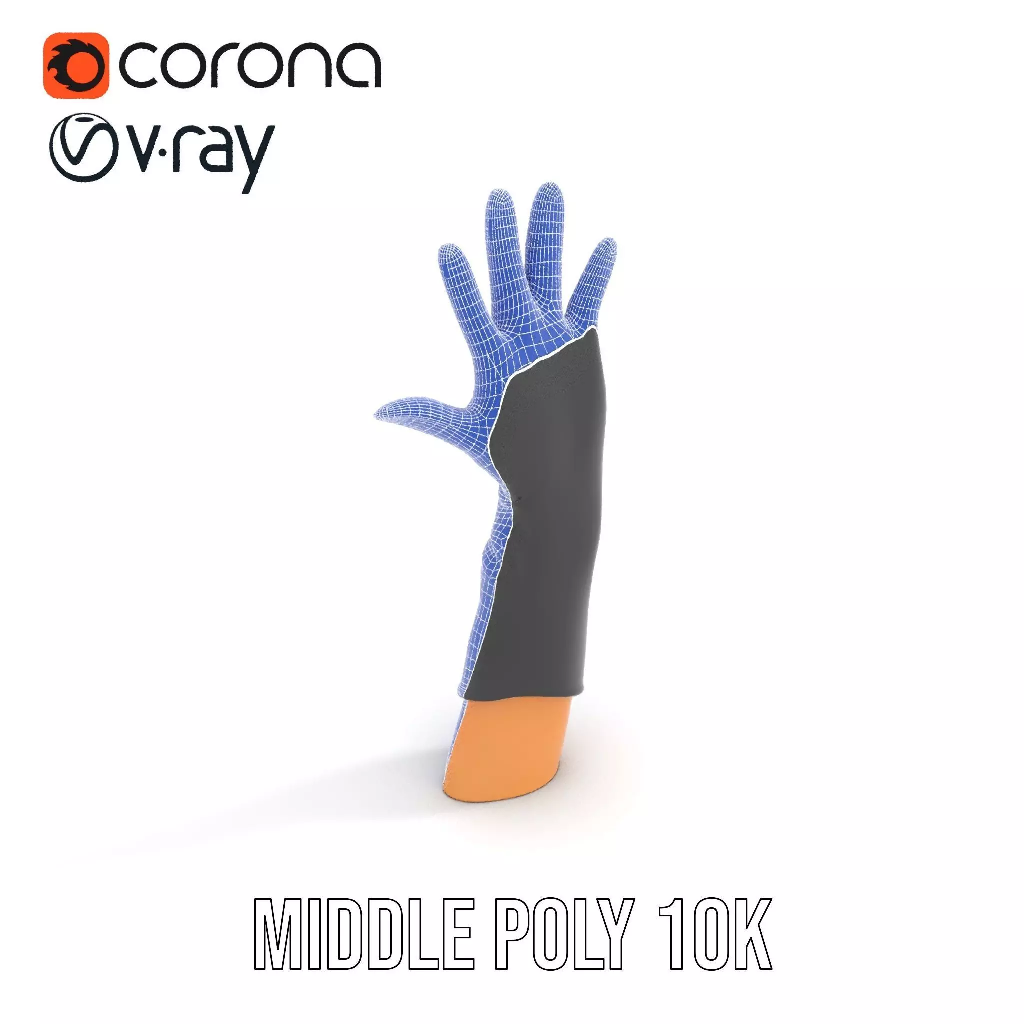 Black Leather Glove Model Pack Low-poly 3D model_21