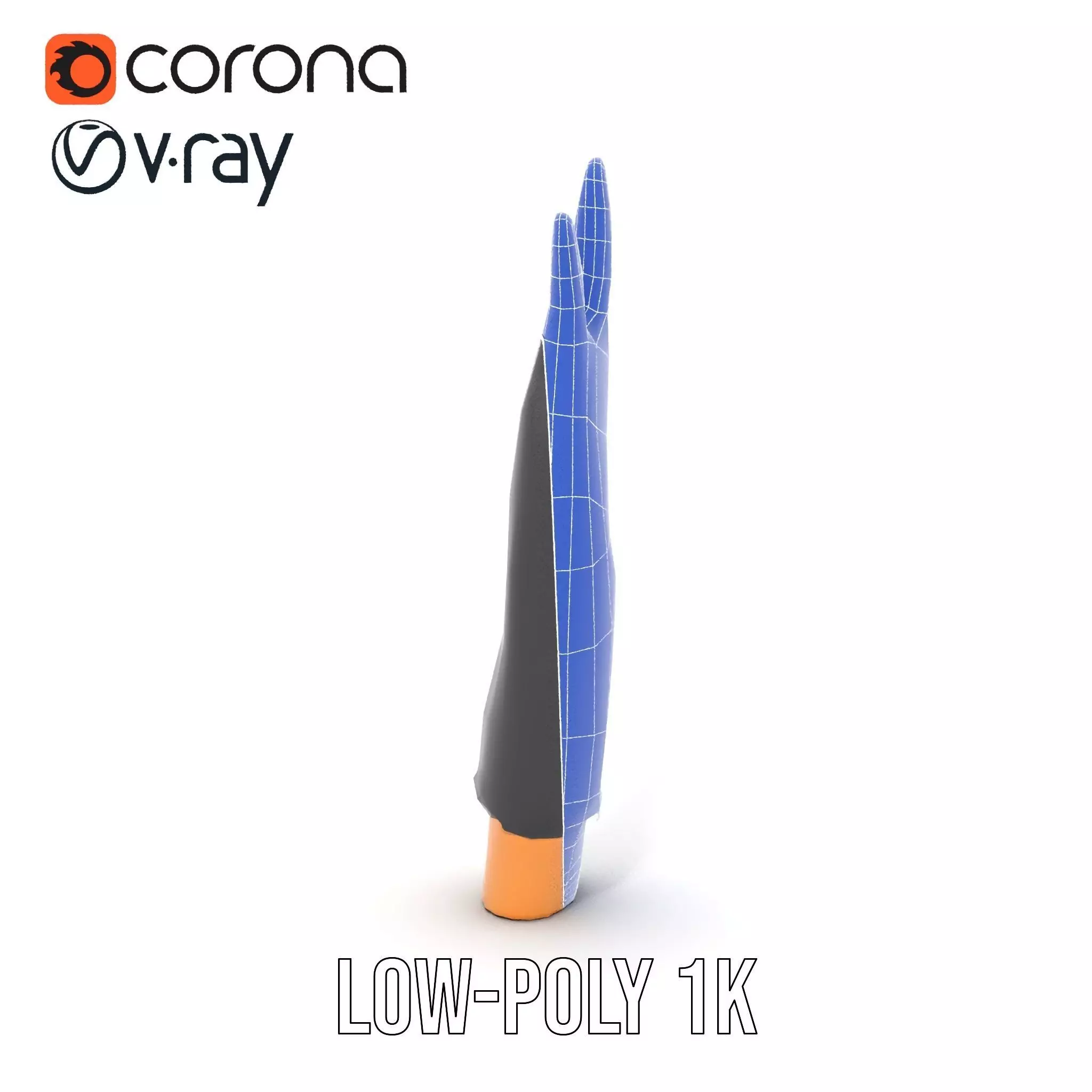 Black Leather Glove Model Pack Low-poly 3D model_22