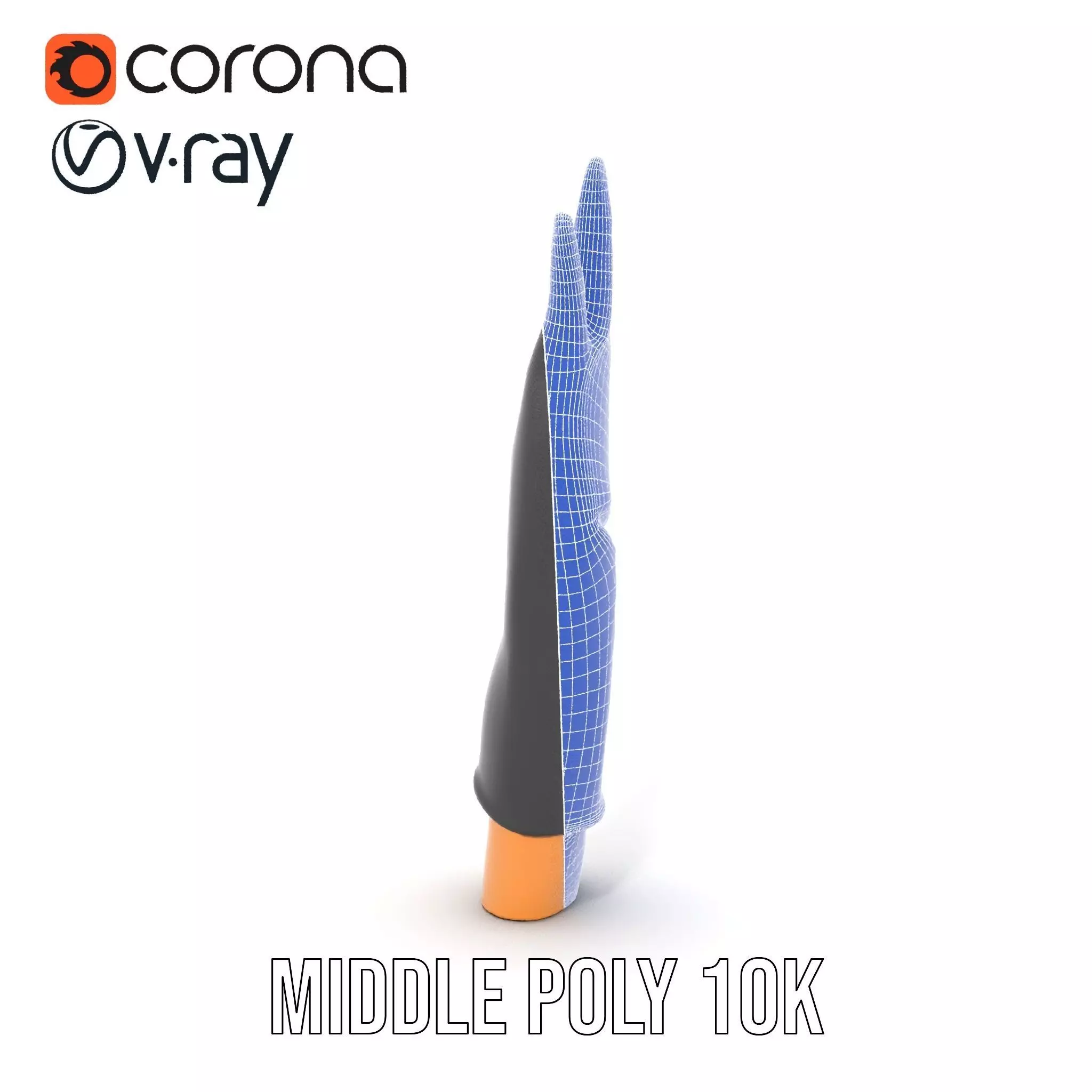 Black Leather Glove Model Pack Low-poly 3D model_26