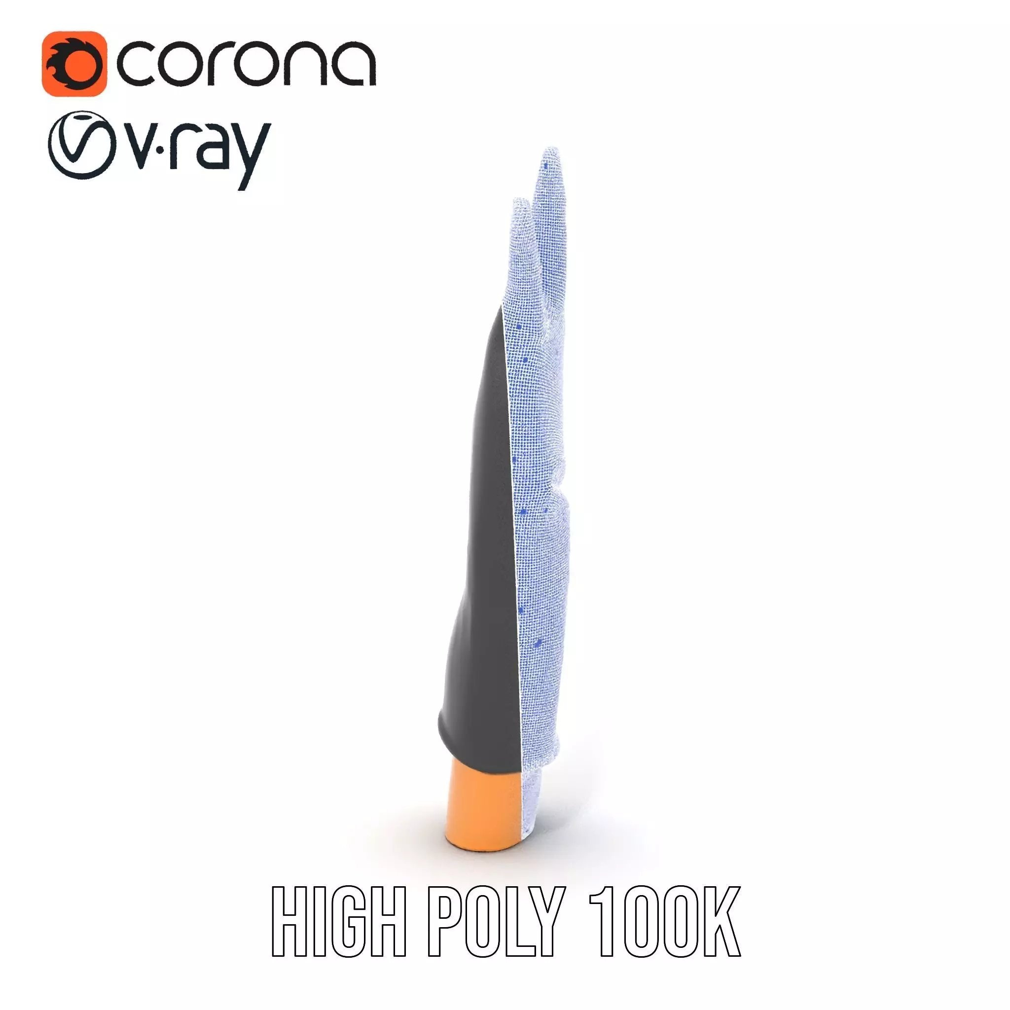 Black Leather Glove Model Pack Low-poly 3D model_20