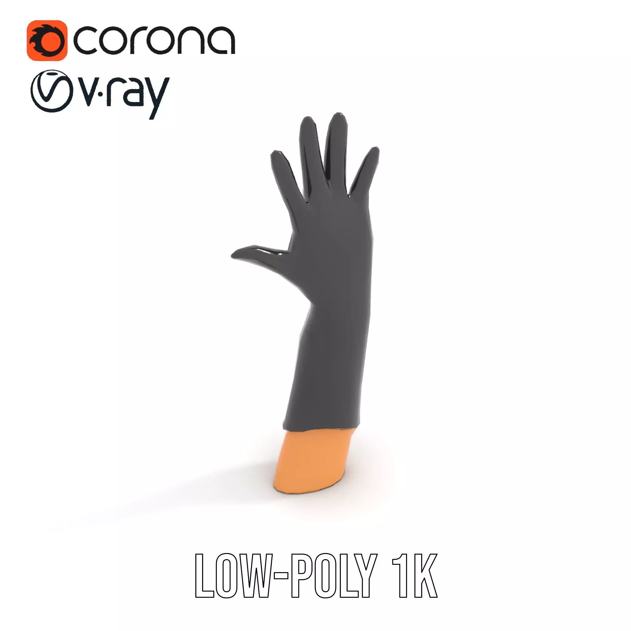 Black Leather Glove Model Pack Low-poly 3D model_25