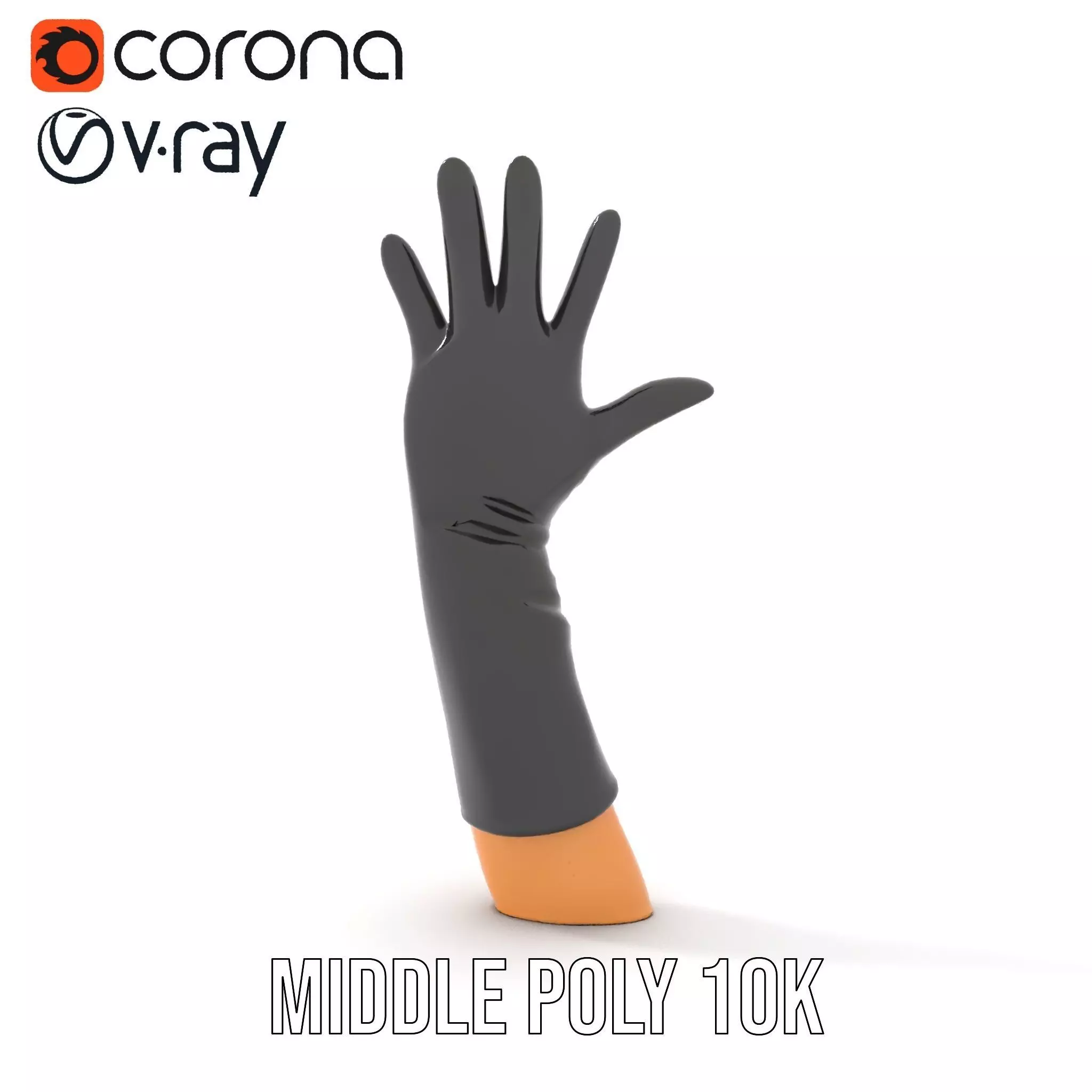 Black Leather Glove Model Pack Low-poly 3D model_13