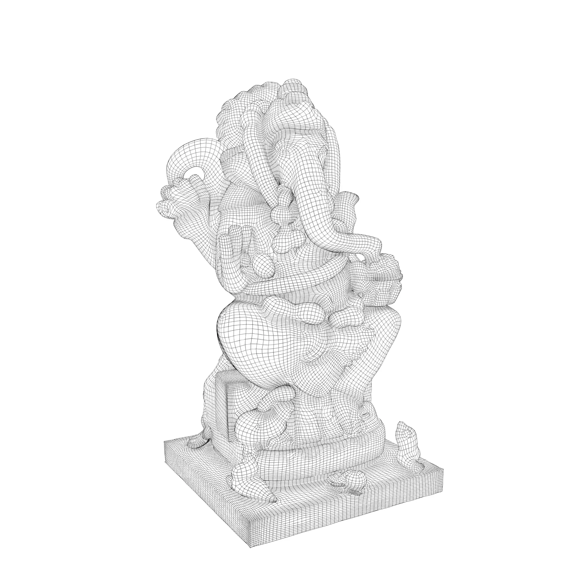 Lord Ganesha Statue Low-poly 3D model_13