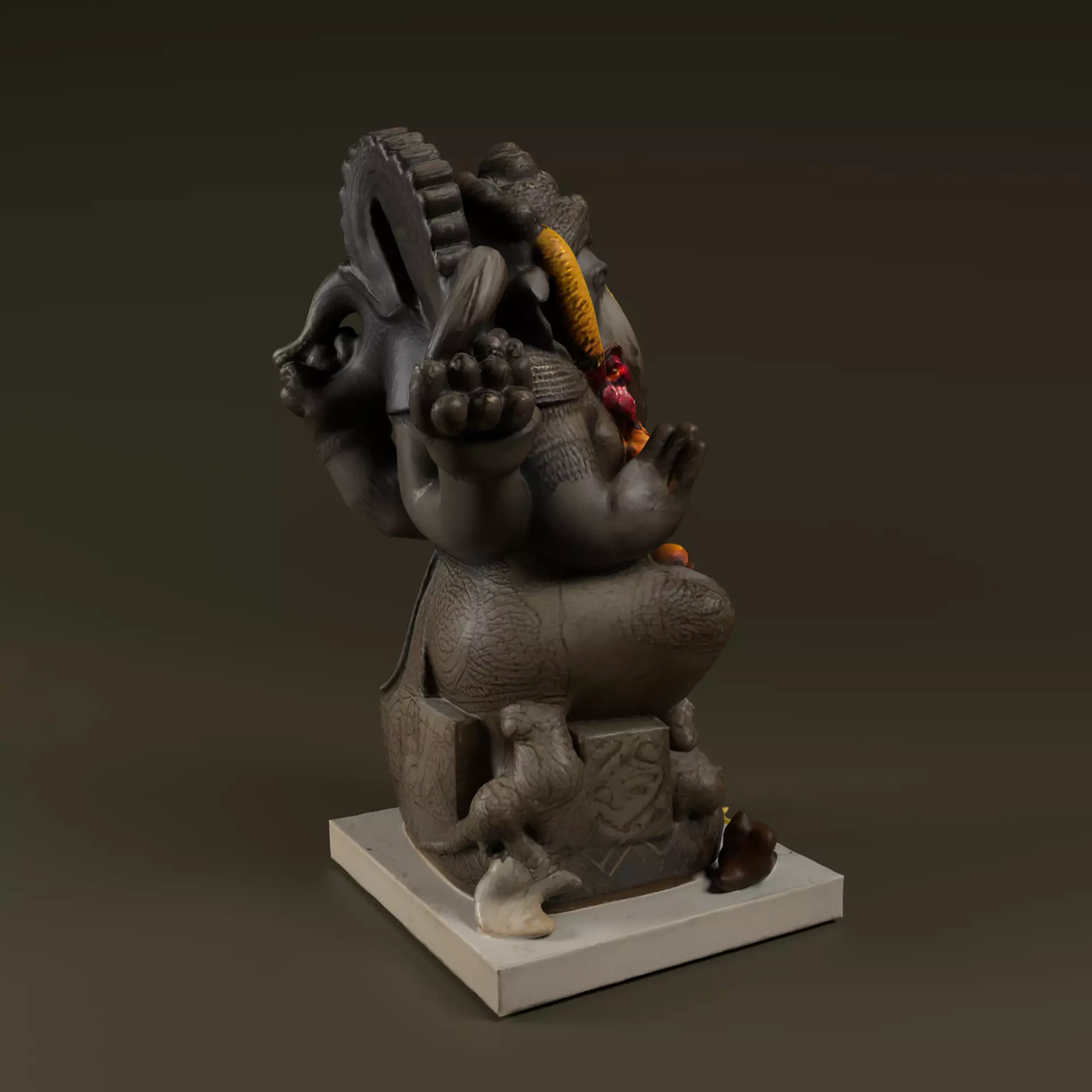 Lord Ganesha Statue Low-poly 3D model_4