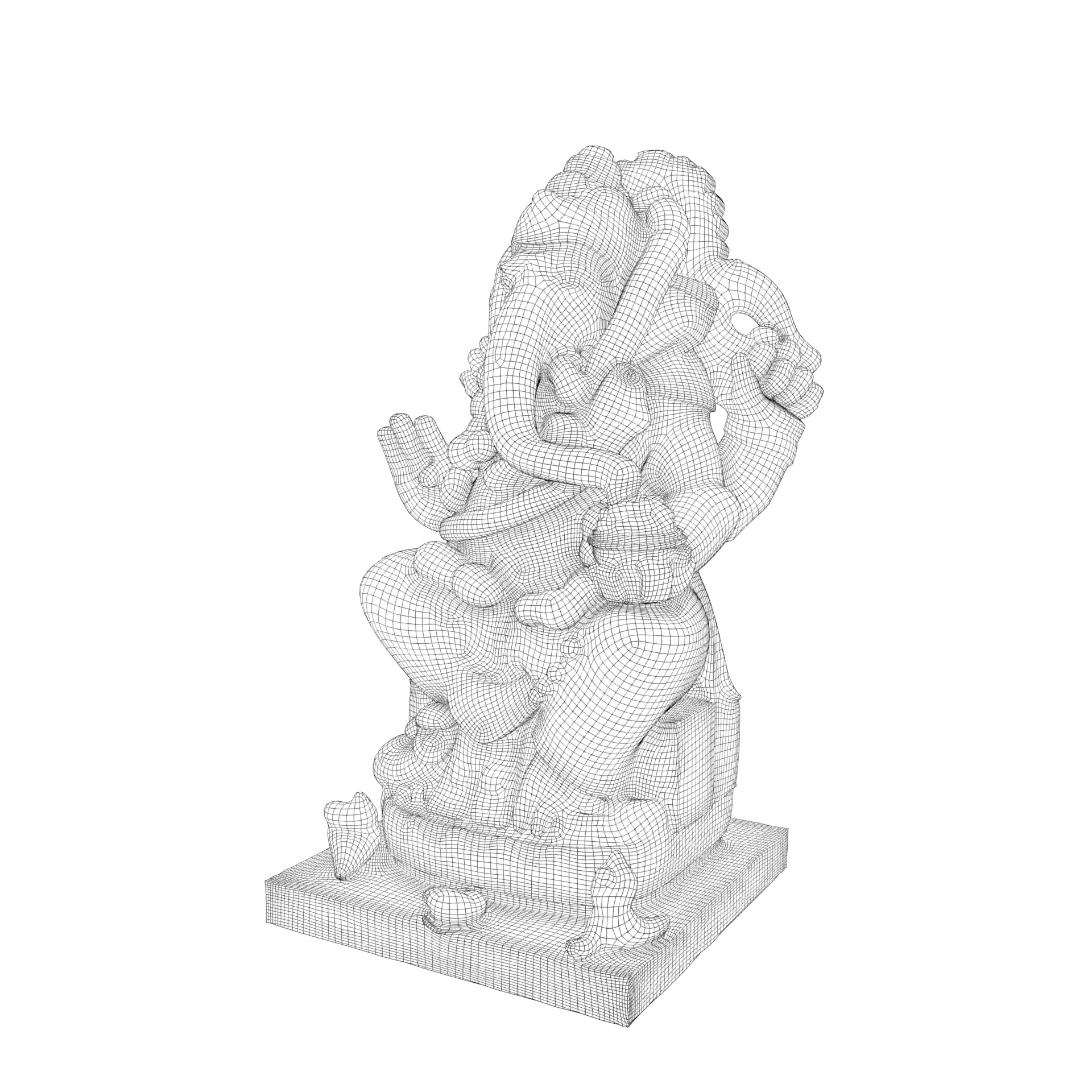 Lord Ganesha Statue Low-poly 3D model_23