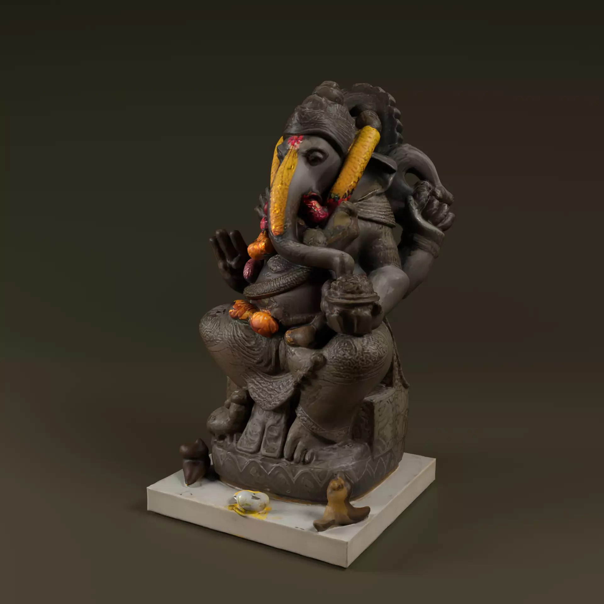 Lord Ganesha Statue Low-poly 3D model_11