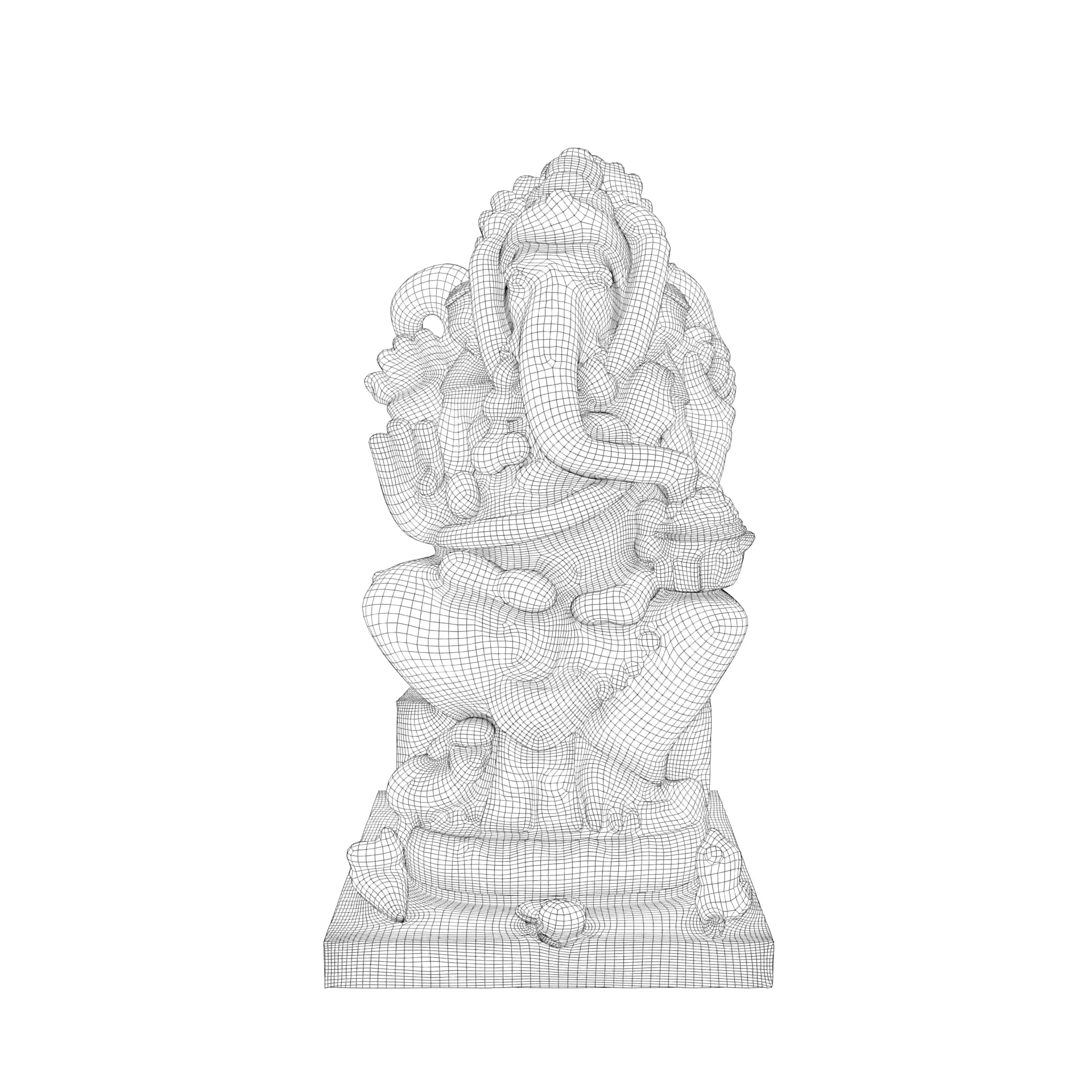 Lord Ganesha Statue Low-poly 3D model_12