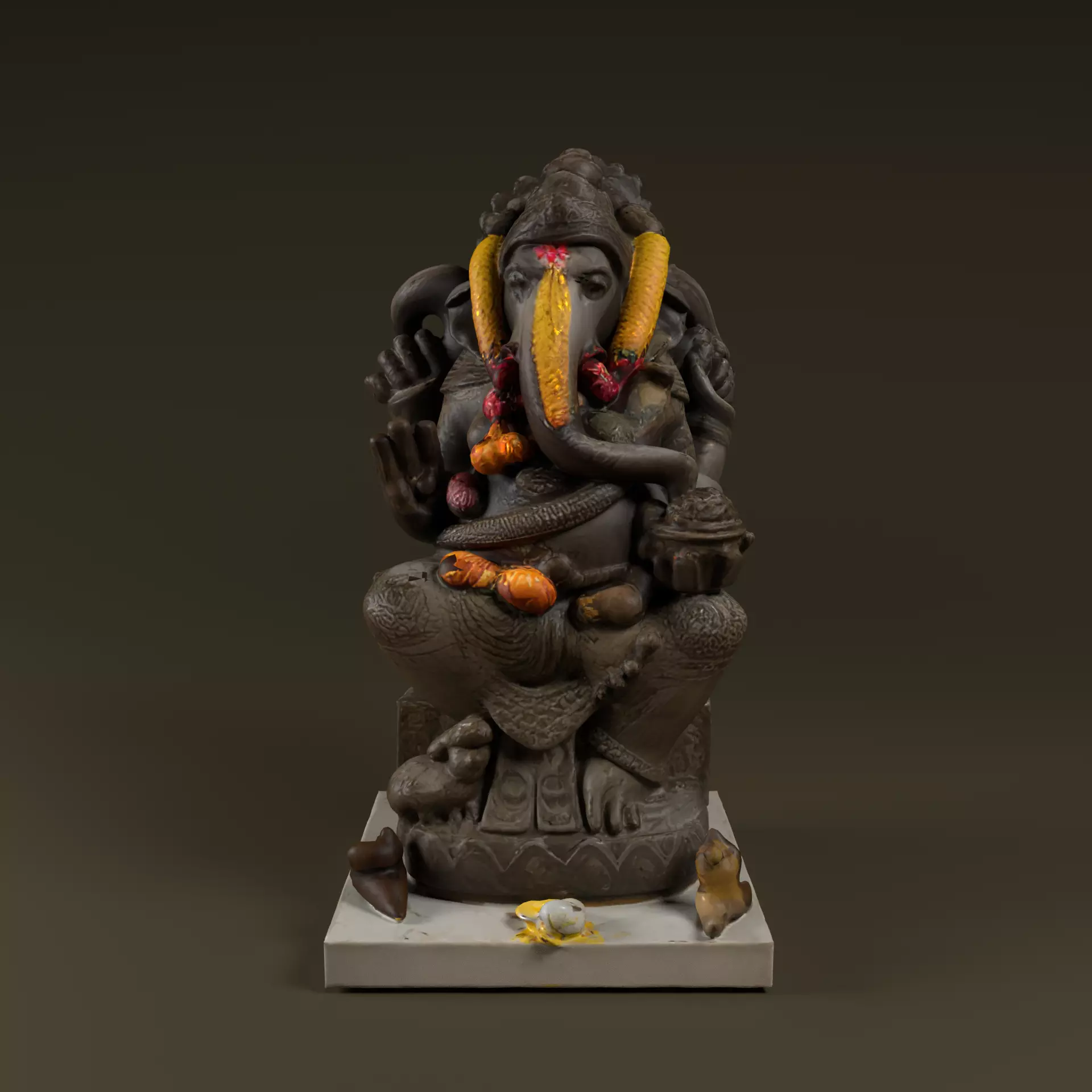 Lord Ganesha Statue Low-poly 3D model_0