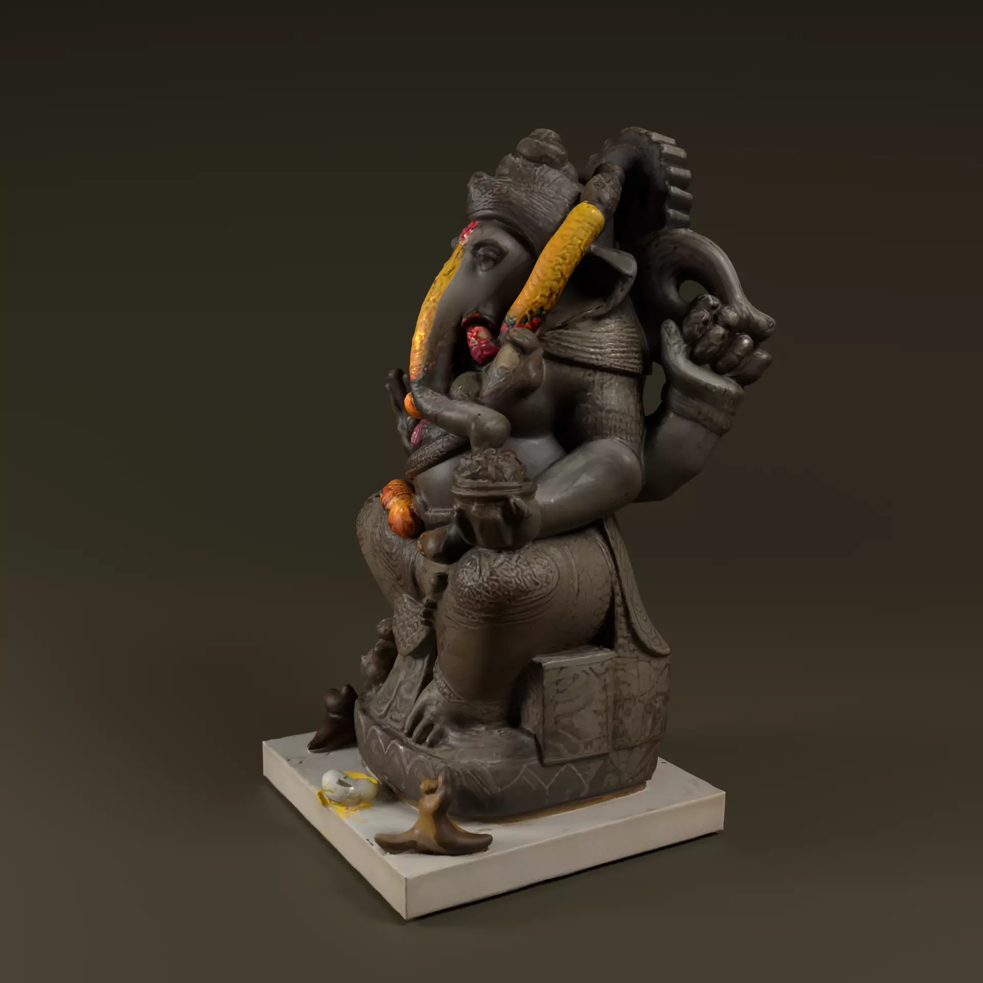 Lord Ganesha Statue Low-poly 3D model_10