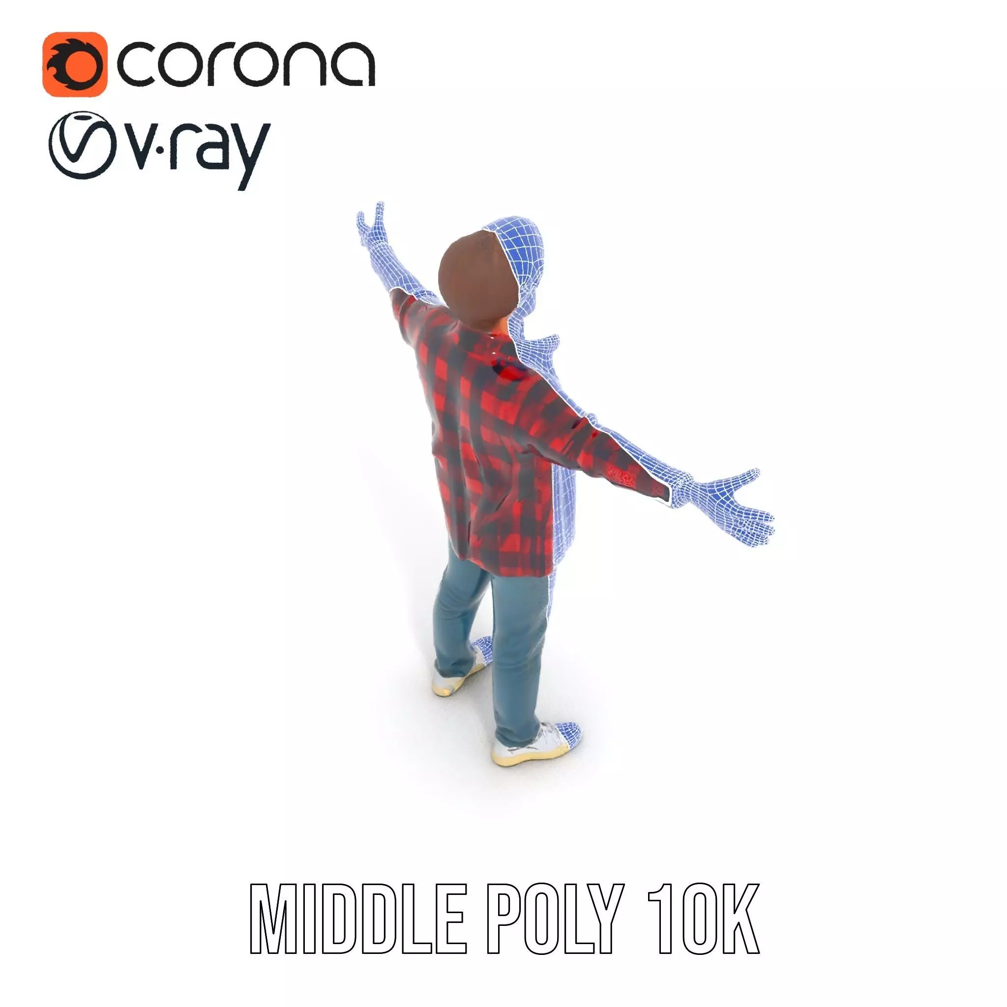 Casual Male Character with Plaid Shirt Model Pack Low-poly 3D model_29