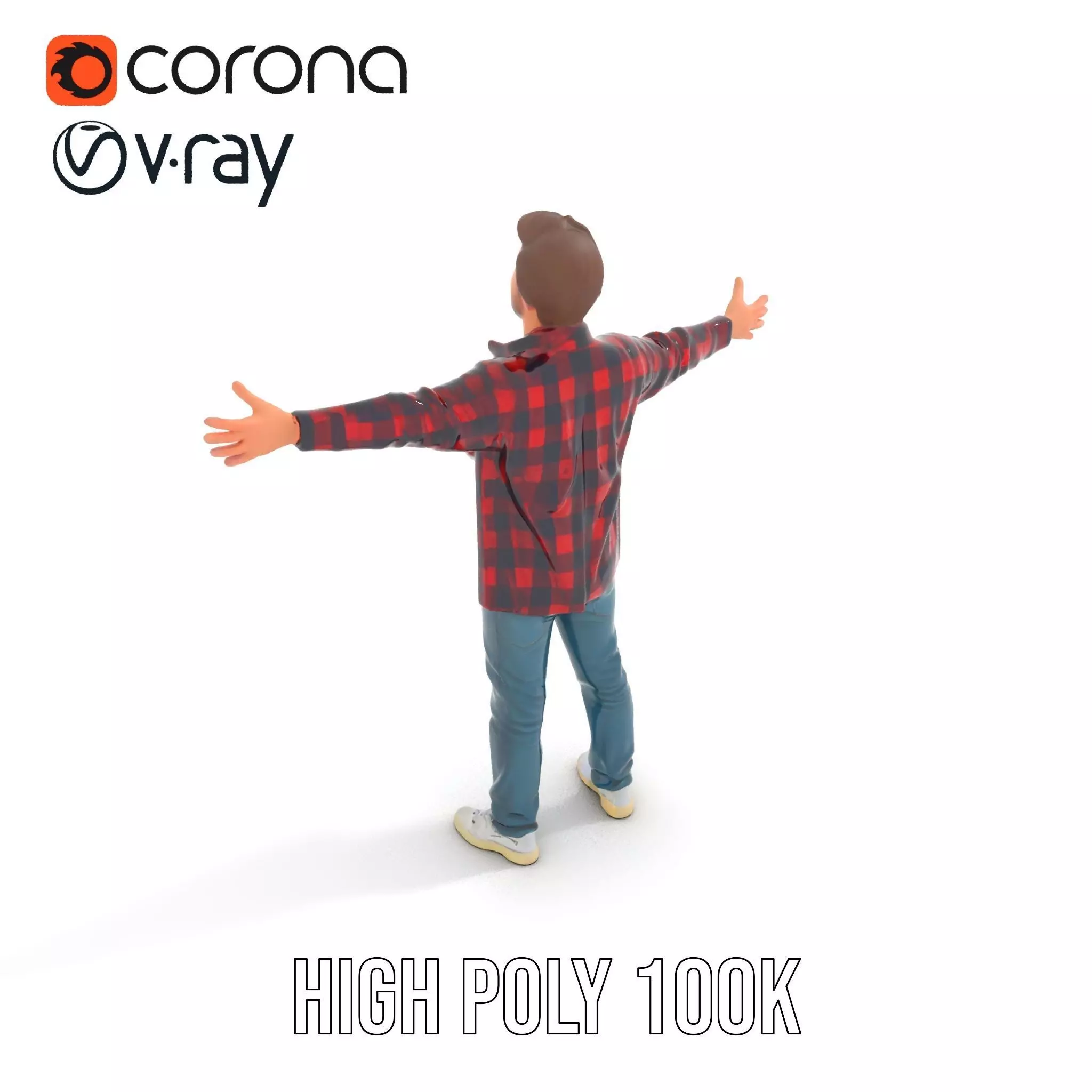 Casual Male Character with Plaid Shirt Model Pack Low-poly 3D model_14