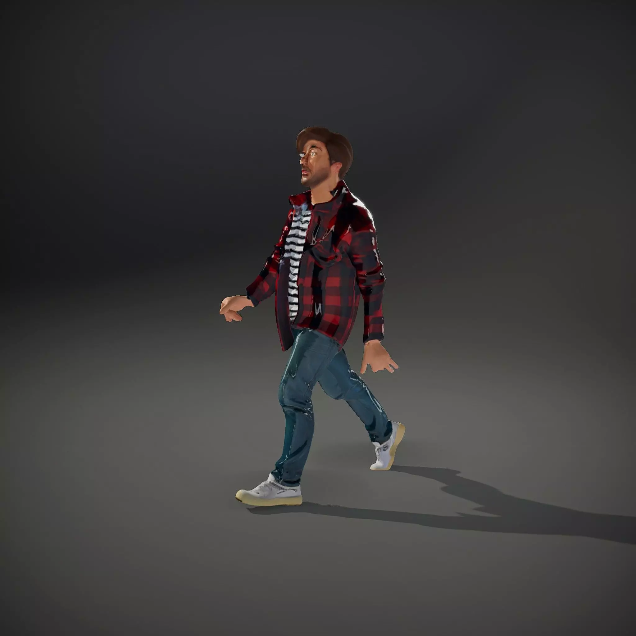 Casual Male Character with Plaid Shirt Model Pack Low-poly 3D model_33