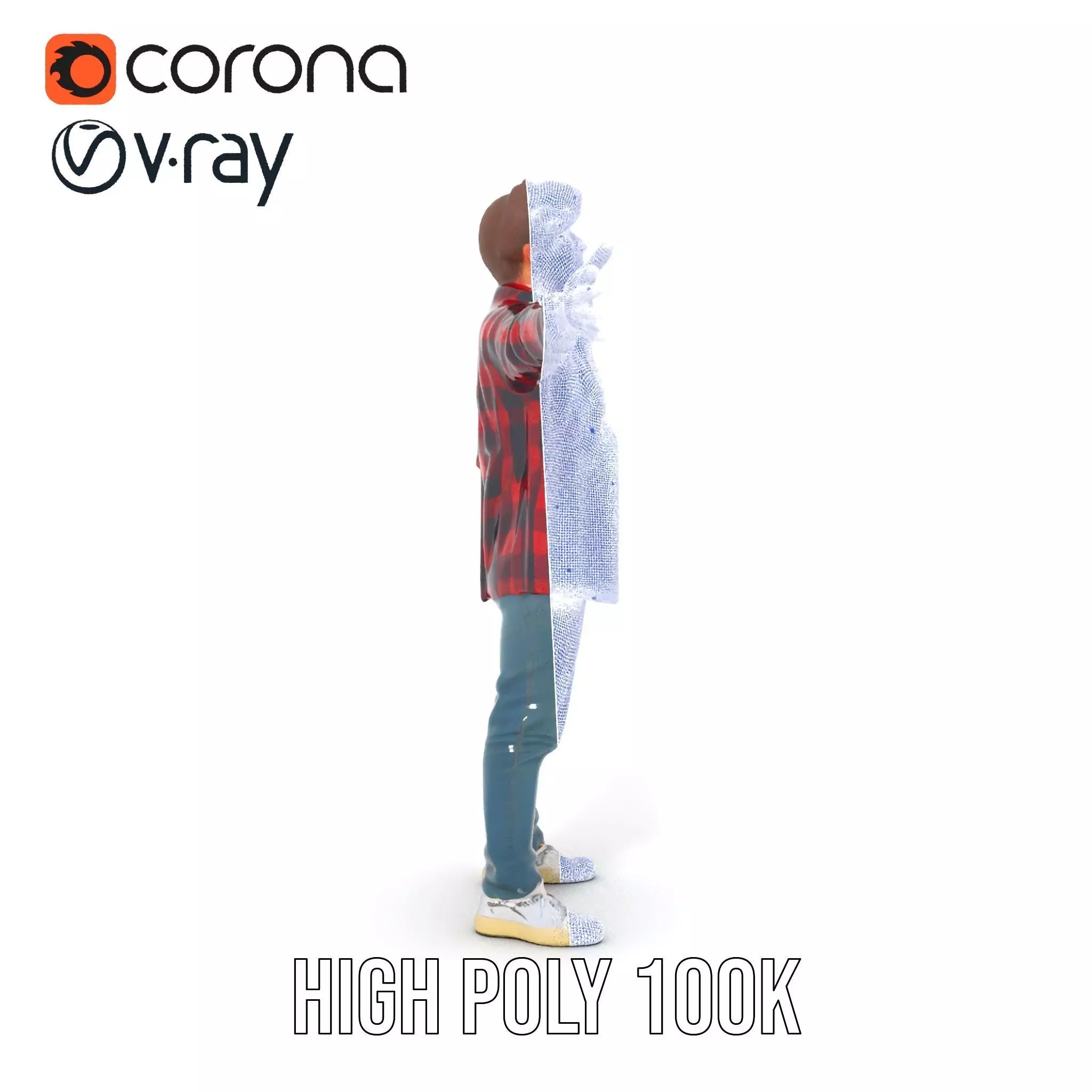 Casual Male Character with Plaid Shirt Model Pack Low-poly 3D model_32