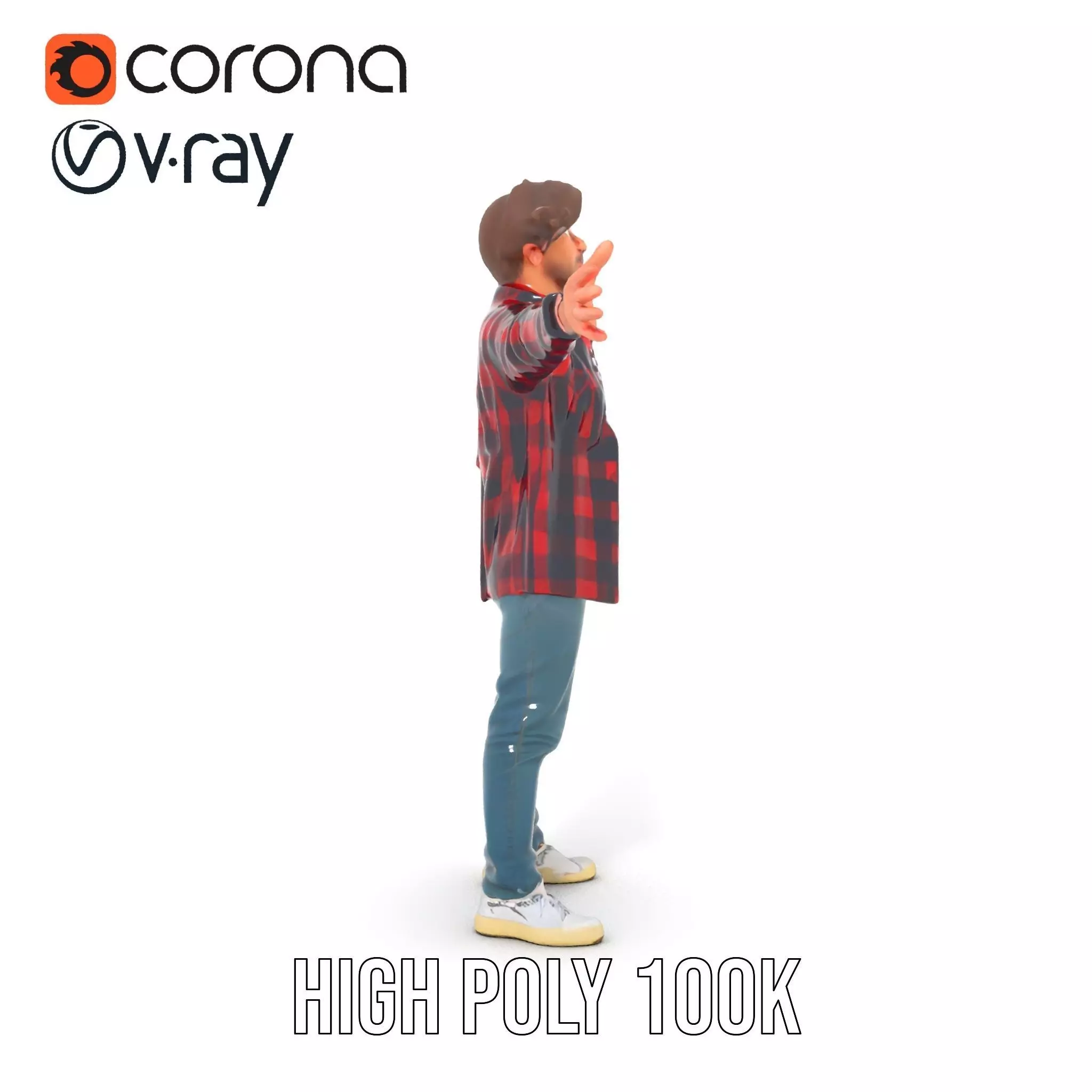 Casual Male Character with Plaid Shirt Model Pack Low-poly 3D model_19