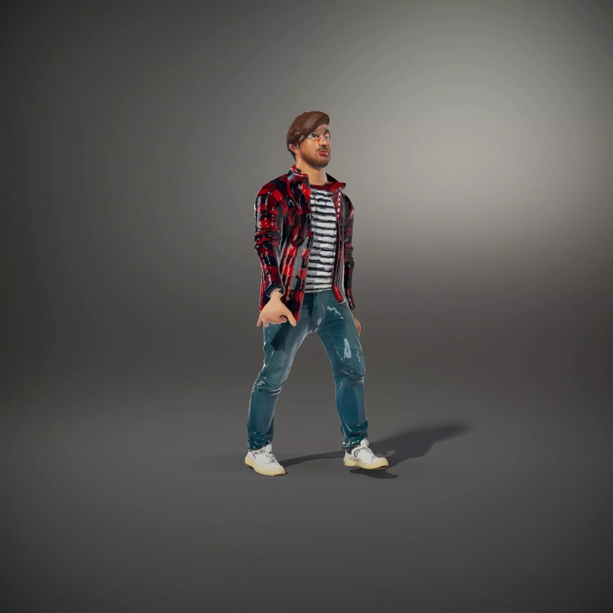 Casual Male Character with Plaid Shirt Model Pack Low-poly 3D model_34