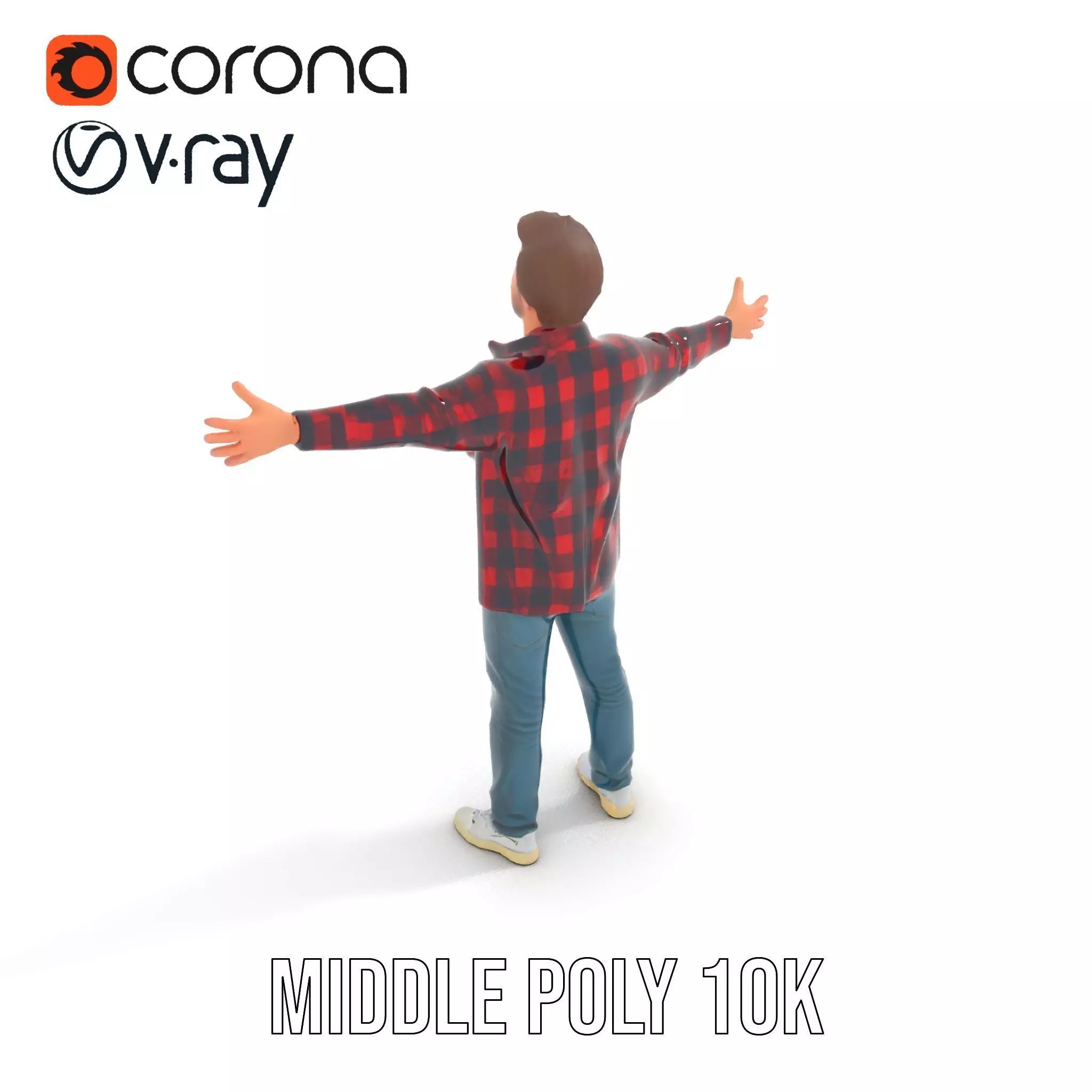 Casual Male Character with Plaid Shirt Model Pack Low-poly 3D model_12