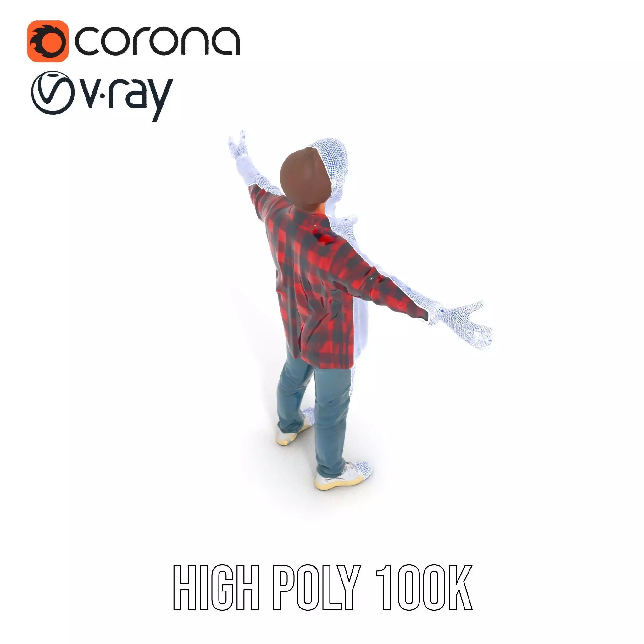 Casual Male Character with Plaid Shirt Model Pack Low-poly 3D model_31