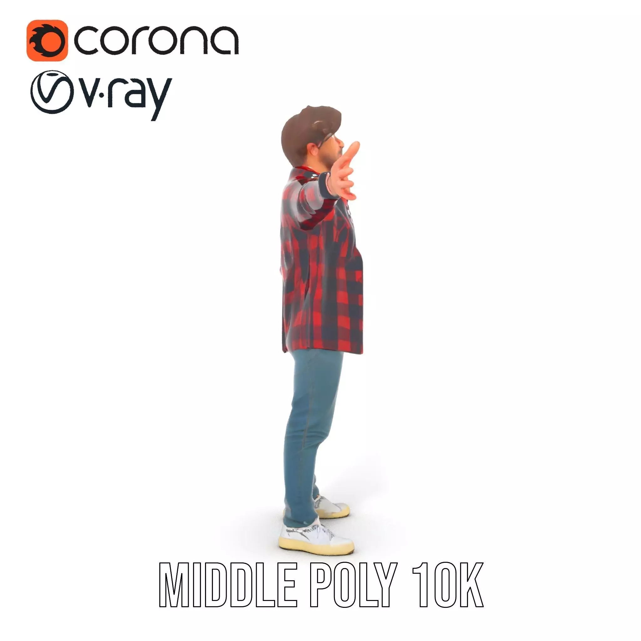 Casual Male Character with Plaid Shirt Model Pack Low-poly 3D model_10