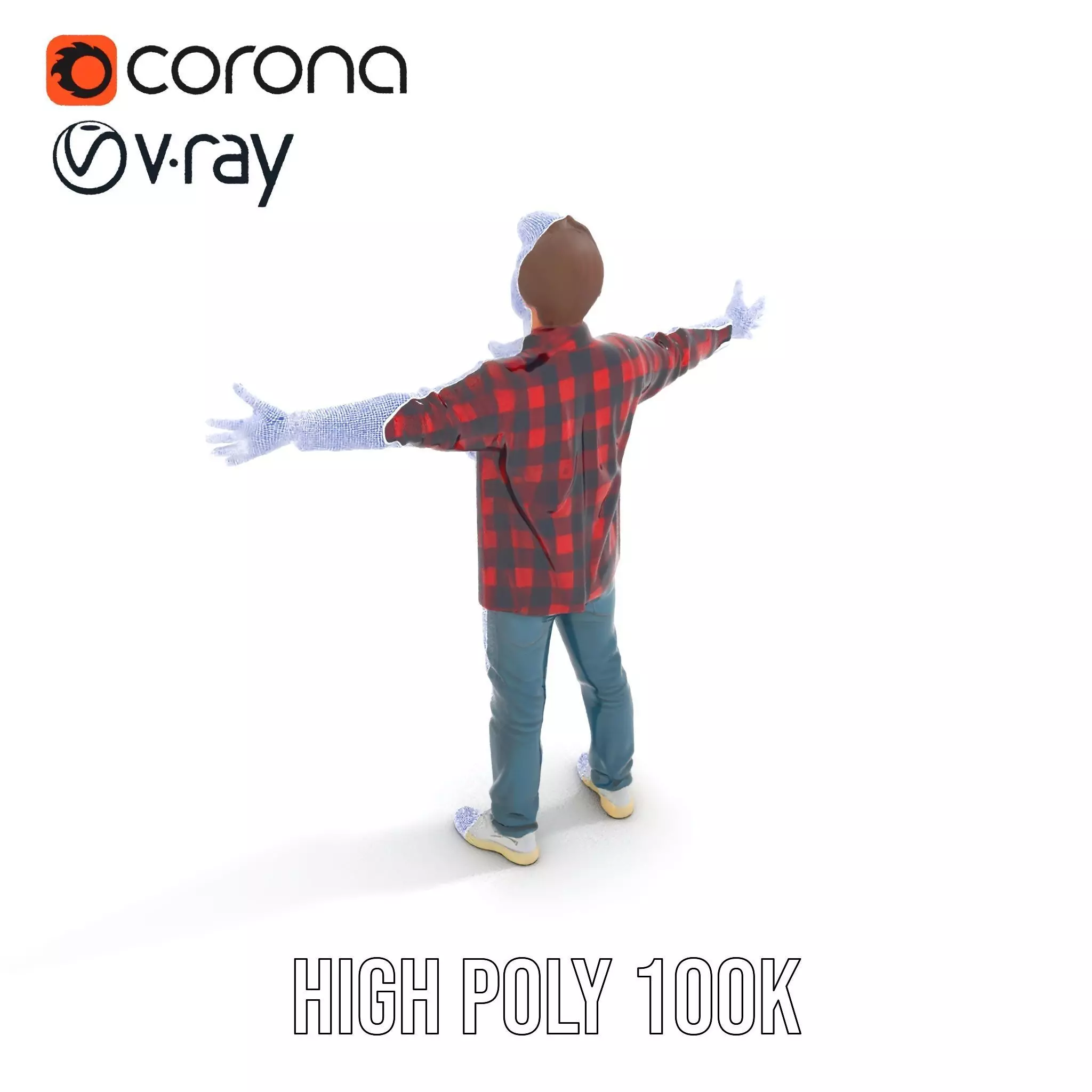 Casual Male Character with Plaid Shirt Model Pack Low-poly 3D model_28